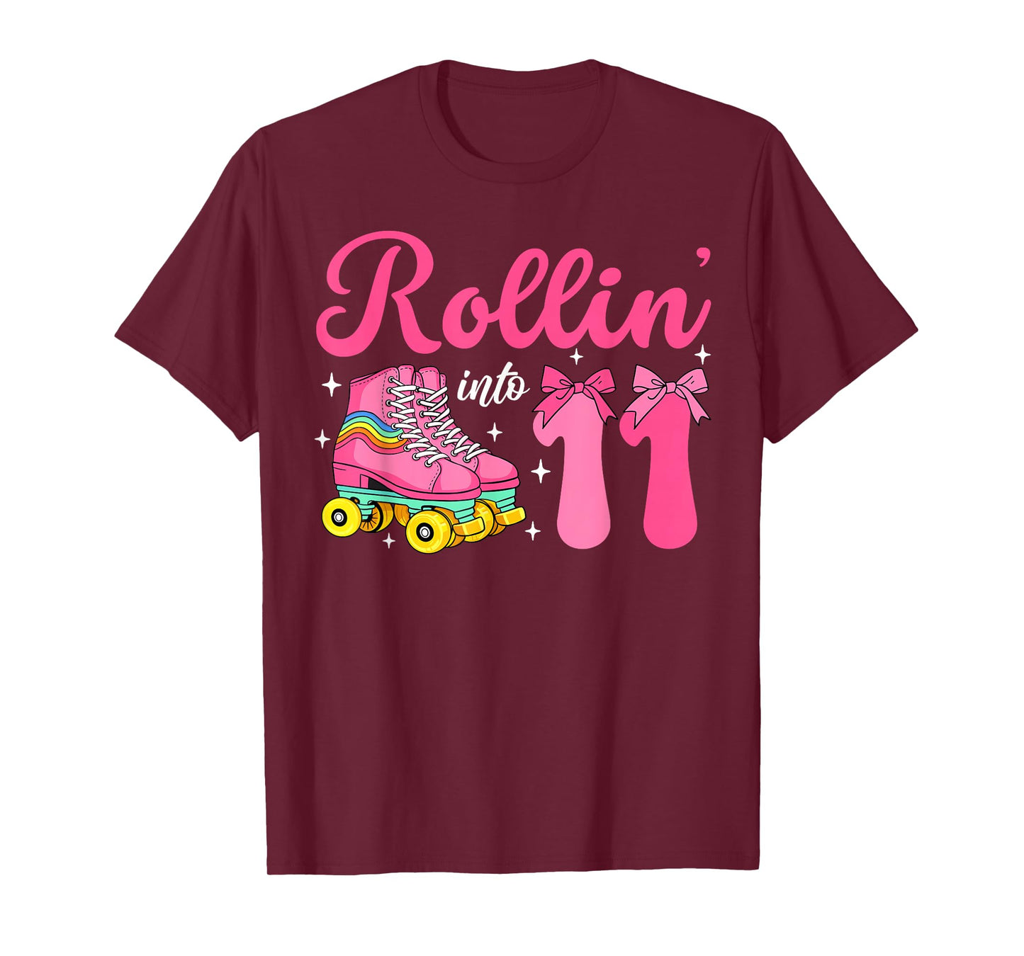 Rolling Into 11 Years Old Roller Skates 11th Birthday Girls T-Shirt