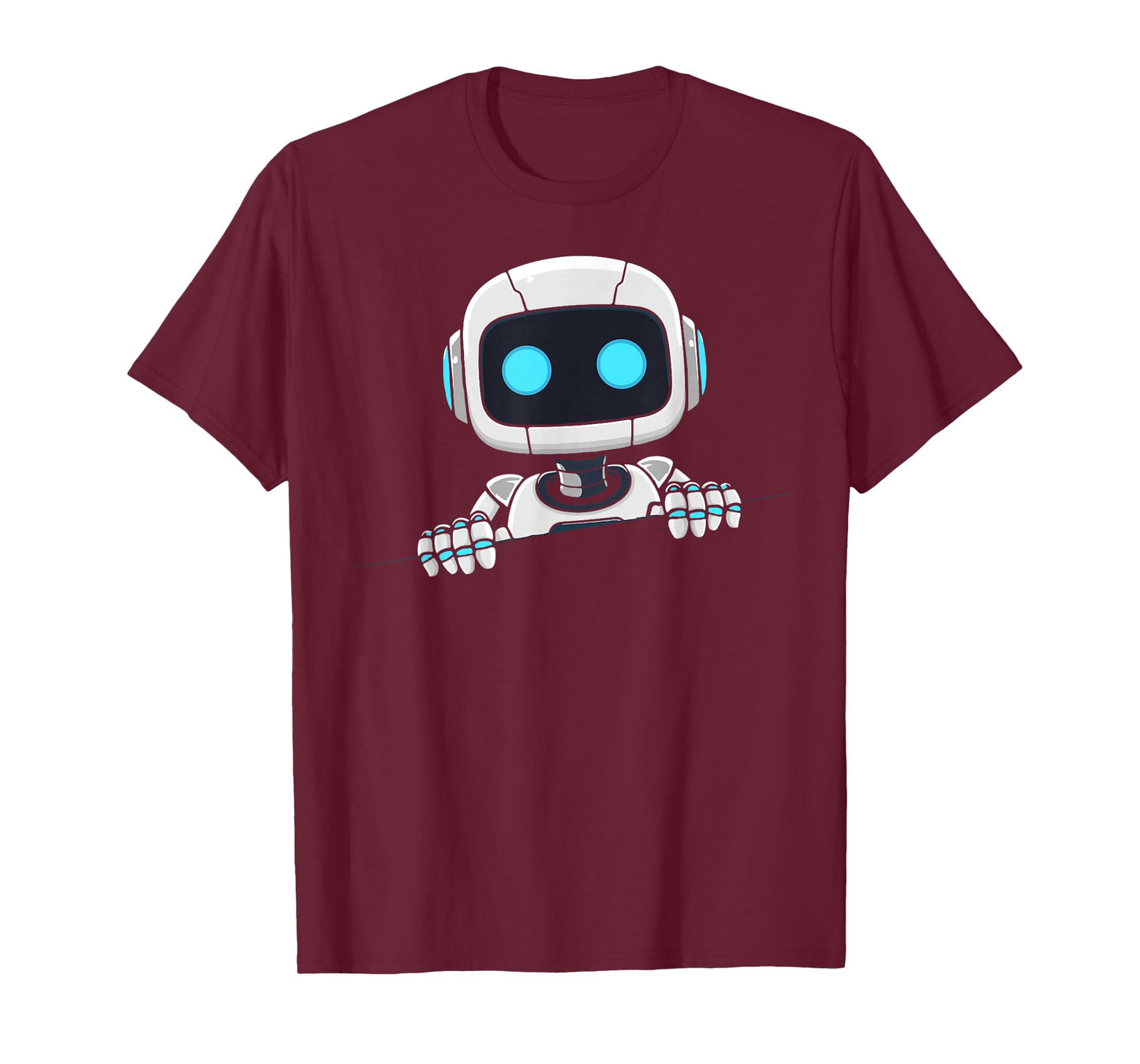 Cute robot face looks from torn fabric AI robot kids T-Shirt