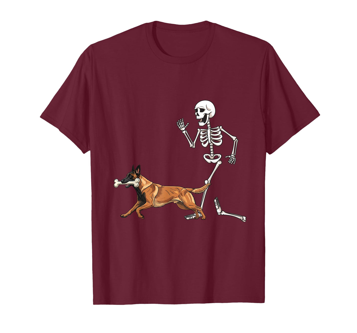 Funny Halloween Belgian Malinois and Skeleton T-Shirt