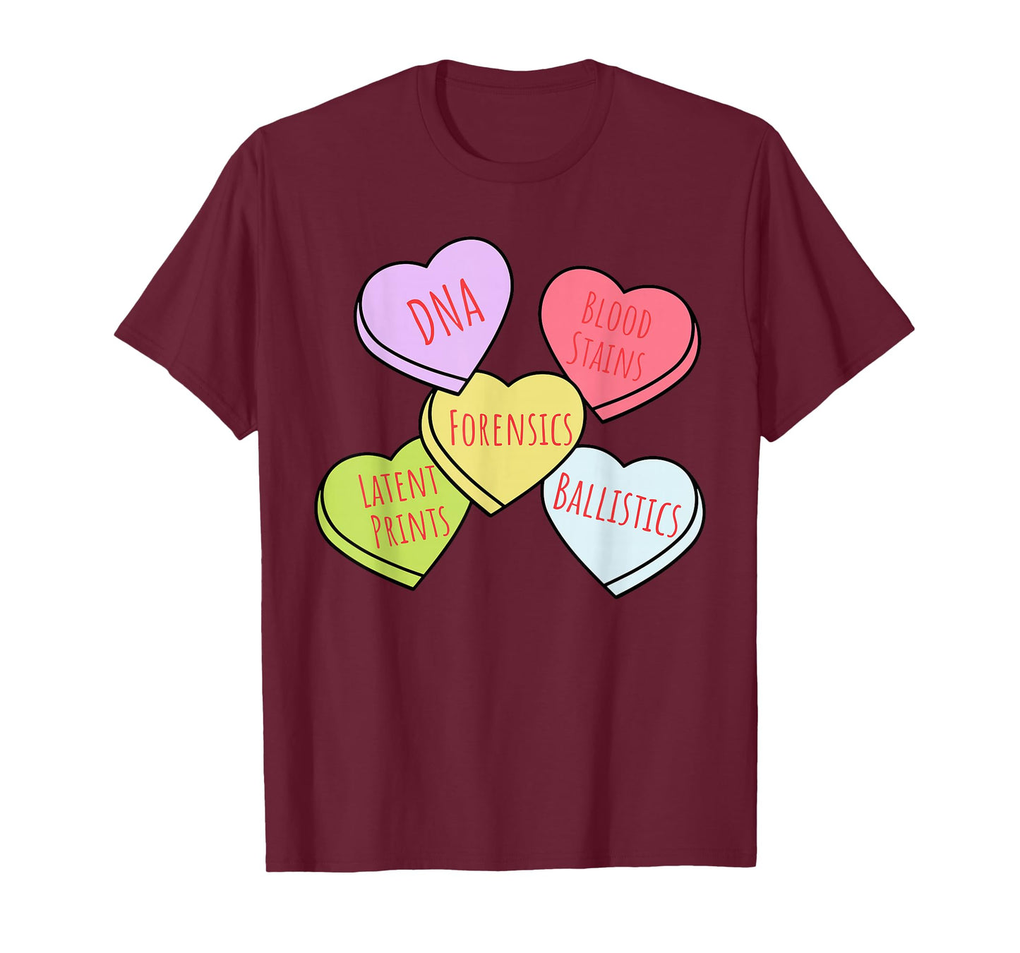 Heart Candy Forensics Science Valentines Scene Investigation T-Shirt