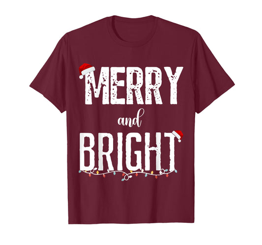 I'm Trying to Feel Merry and Bright Xmas Matching Couple T-Shirt