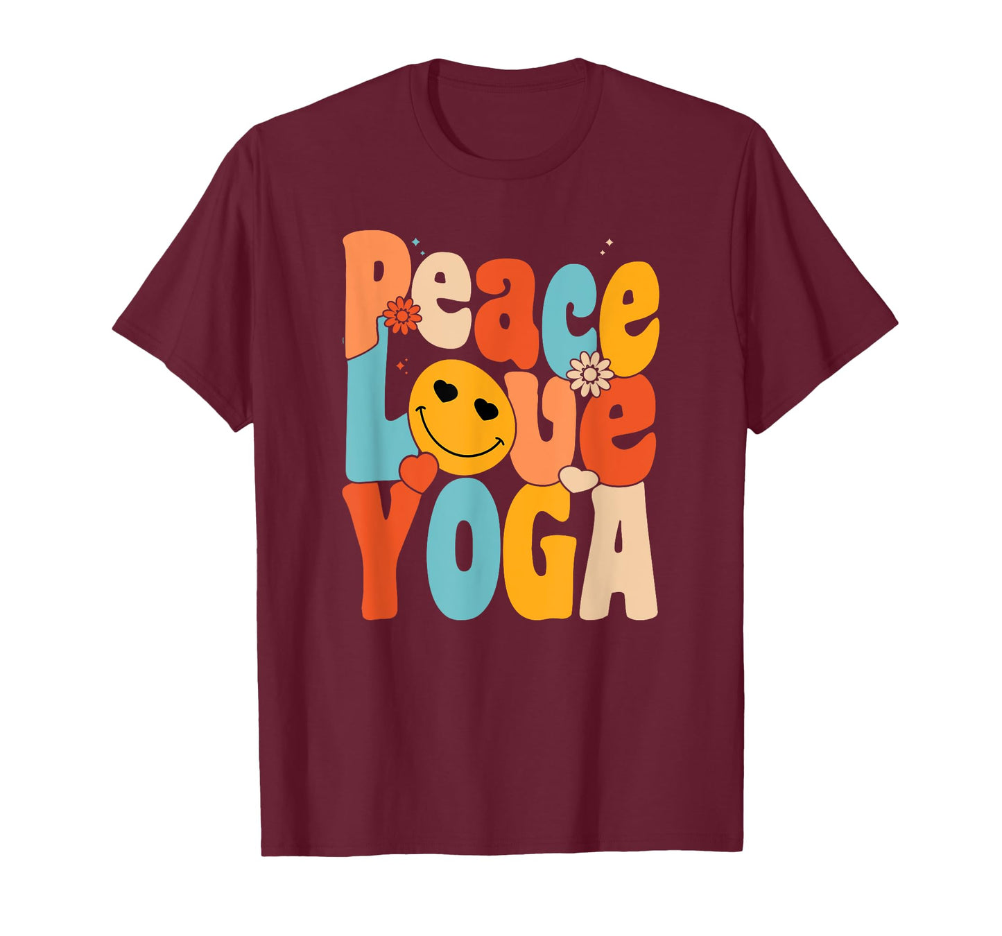 Peace Love Yoga | Retro Yoga Moms | Yoga Grandma T-Shirt
