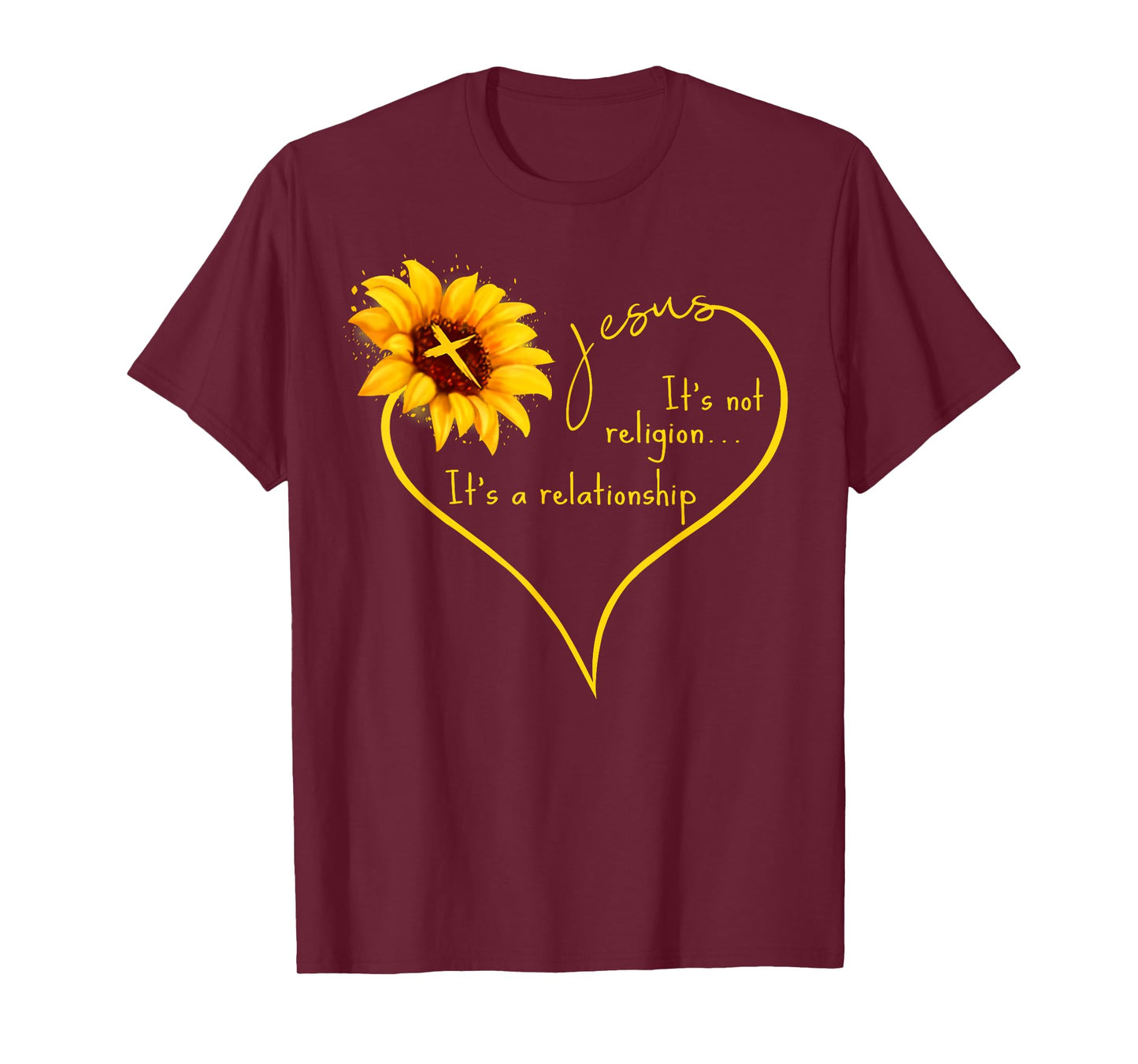 Jesus Christ Heart Sunflower Christian Religion Relationship T-Shirt