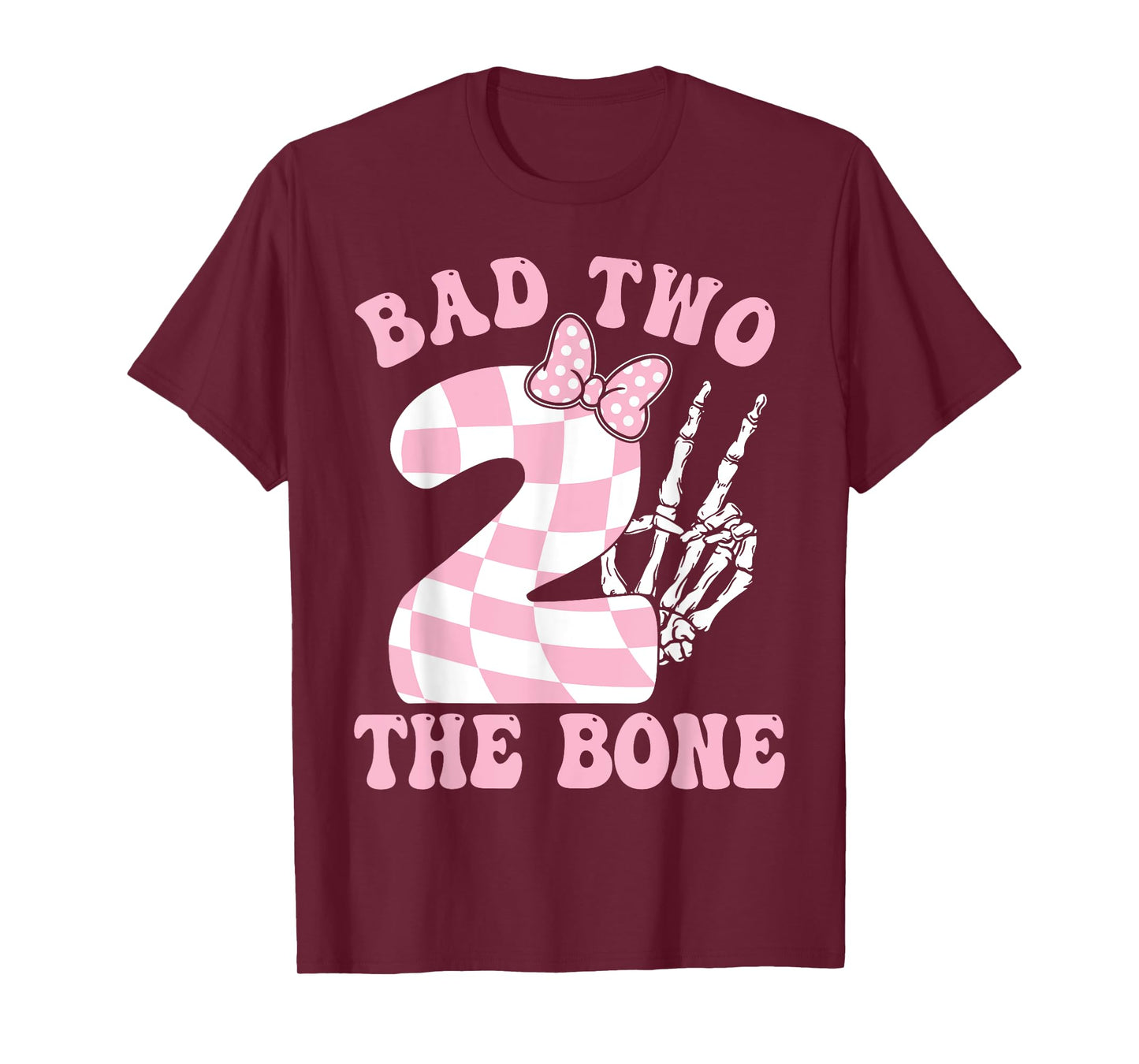 Bad Two The Bone Pink Bow 2nd Birthday Girl Decorations T-Shirt