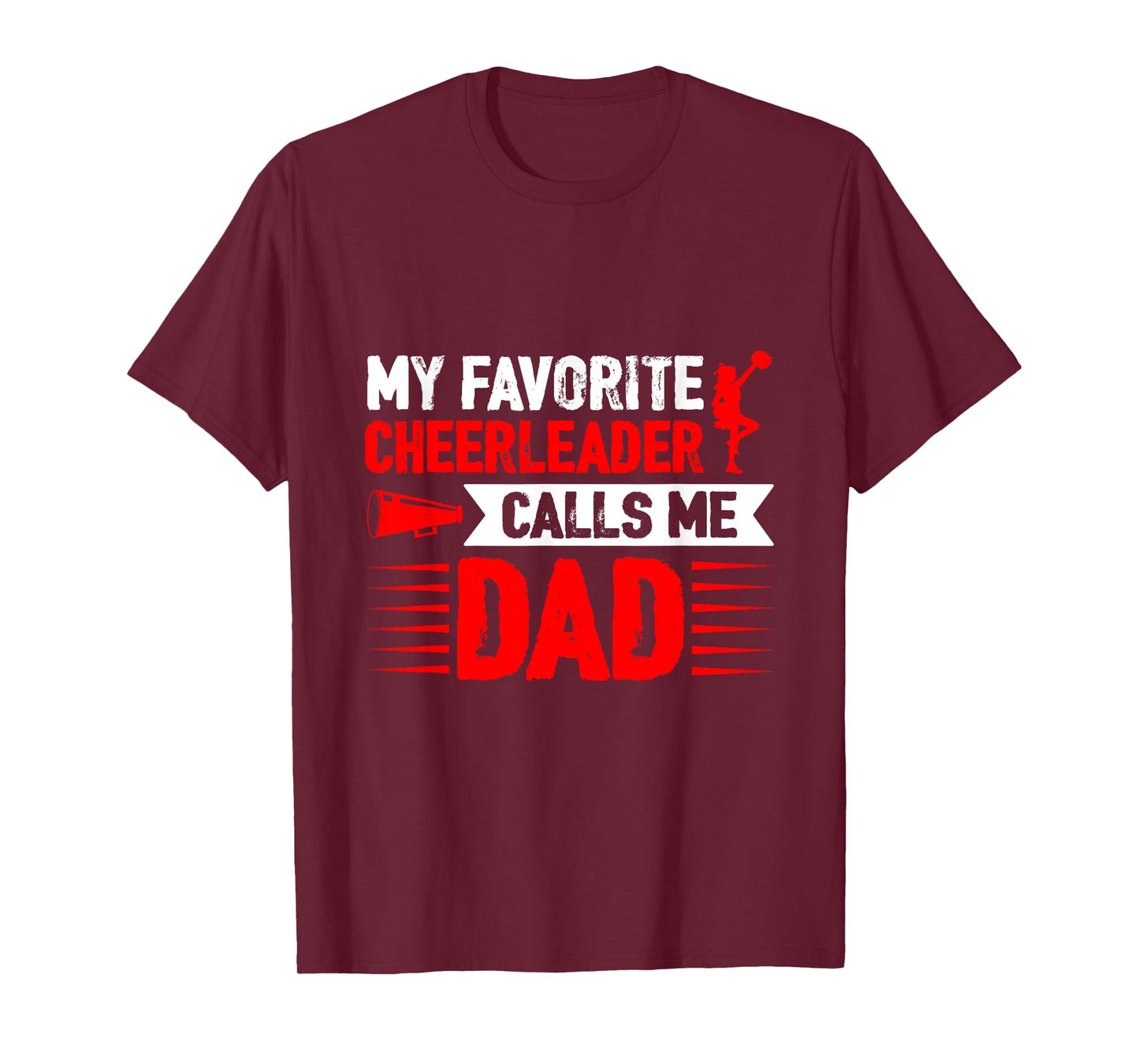 Red Cheer Dad Family Father Cheerleader Squad T-Shirt