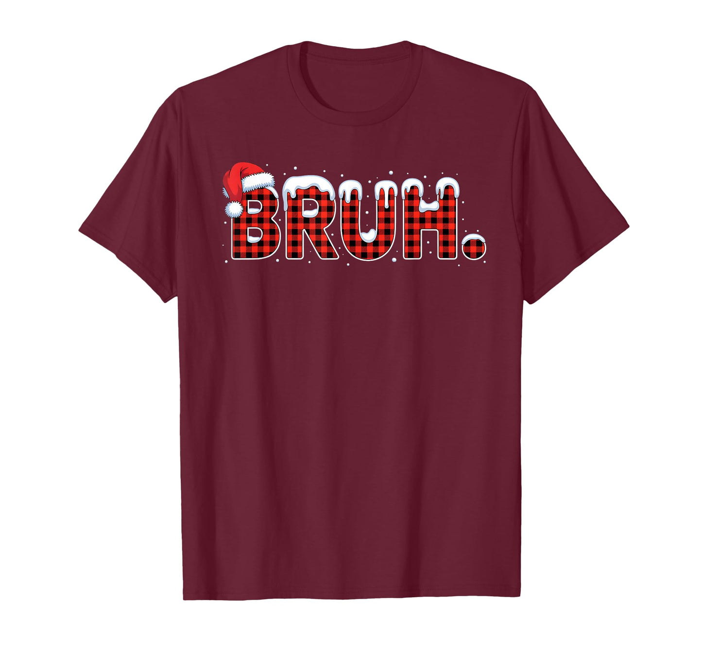 Bruh Funny Christmas Plaid Teens Boys Kids Xmas Pajamas T-Shirt