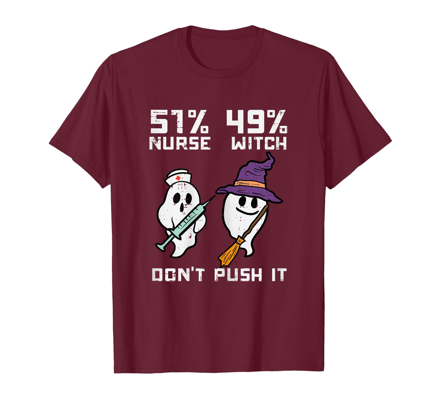 Halloween 51 Percent Nurse Witch Fun Costume Scrub Top Women T-Shirt