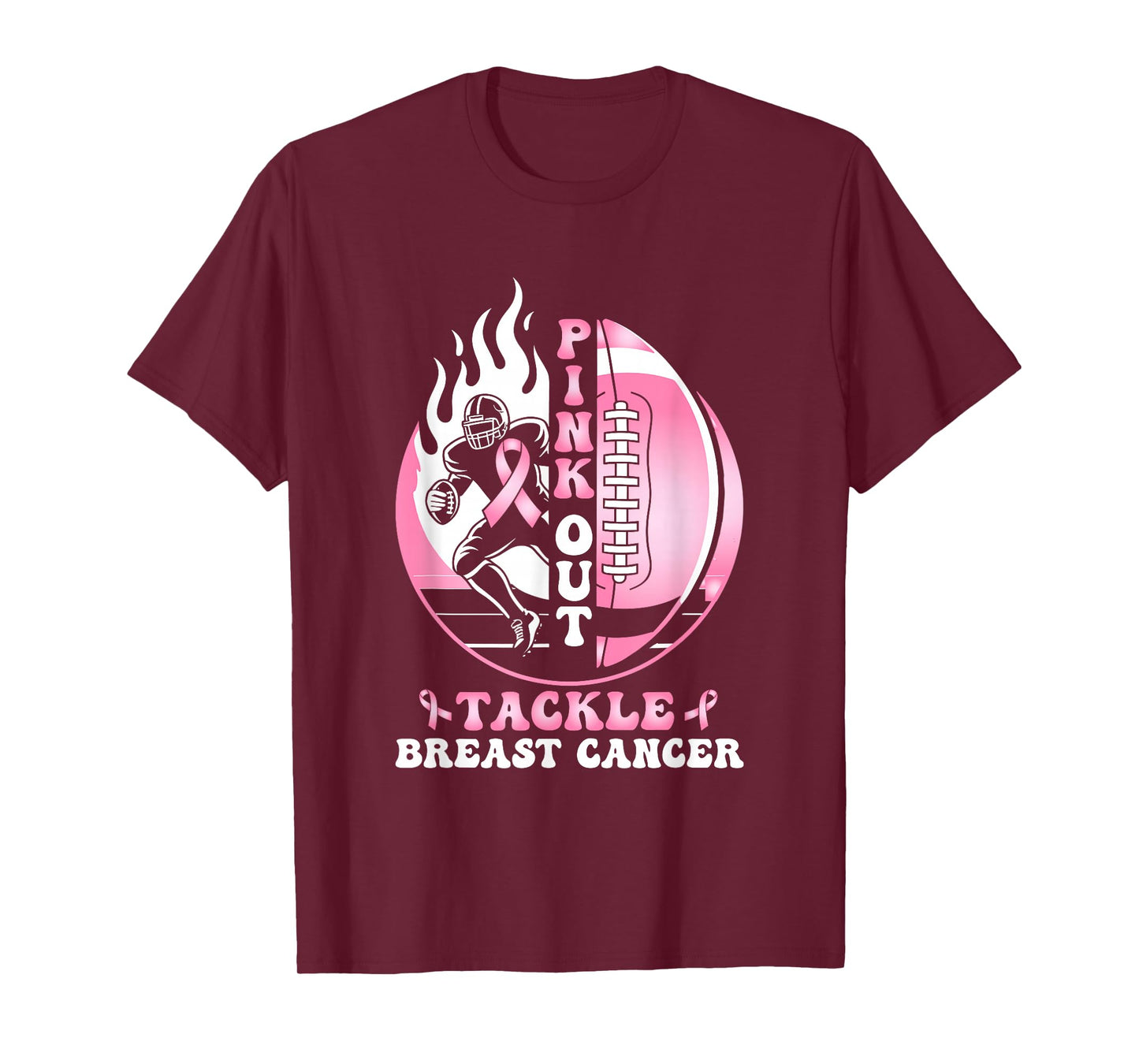 Pink Out Football Tackle Breast Cancer Awareness T-Shirt