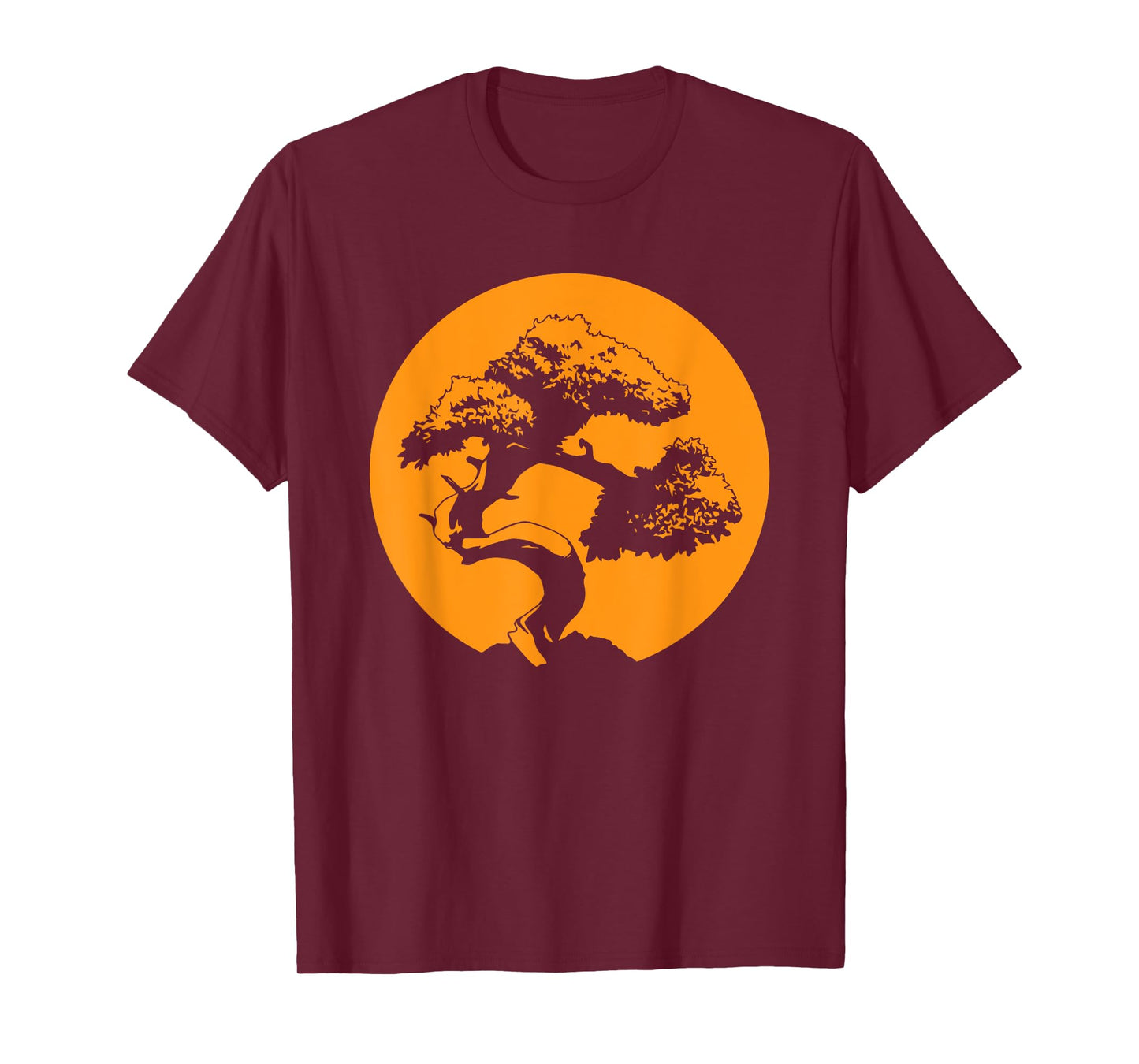 Japanese Bonsai Tree with Orange Sunset T-Shirt