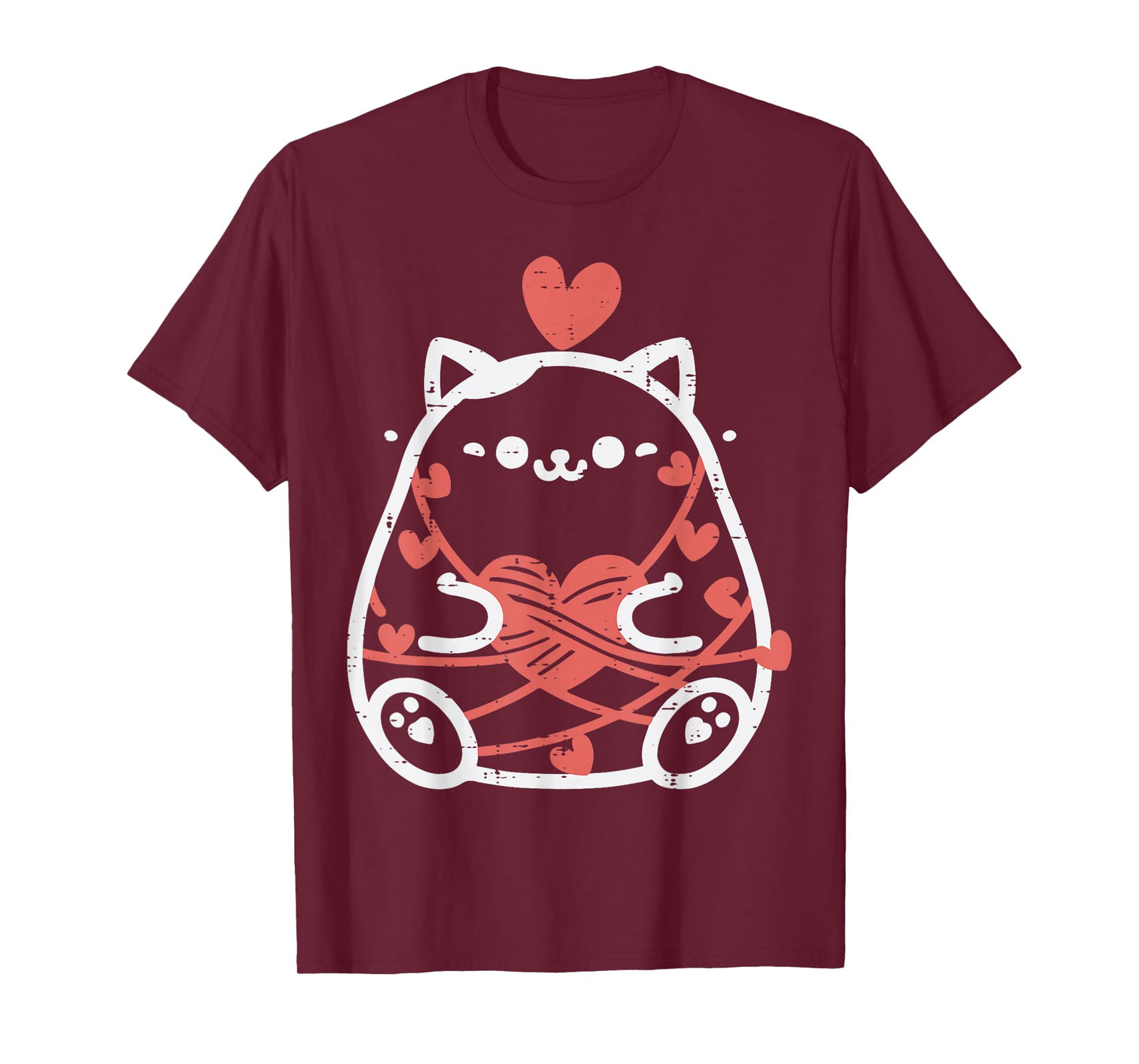 Valentines Day Fat Cat Wrapped String Kitten Women Girl Kids T-Shirt