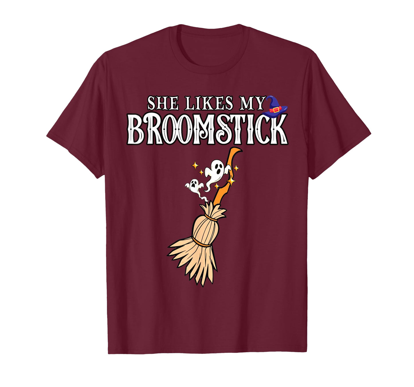 She Likes My Broomstick I Love Her Pumpkins Couple Halloween T-Shirt