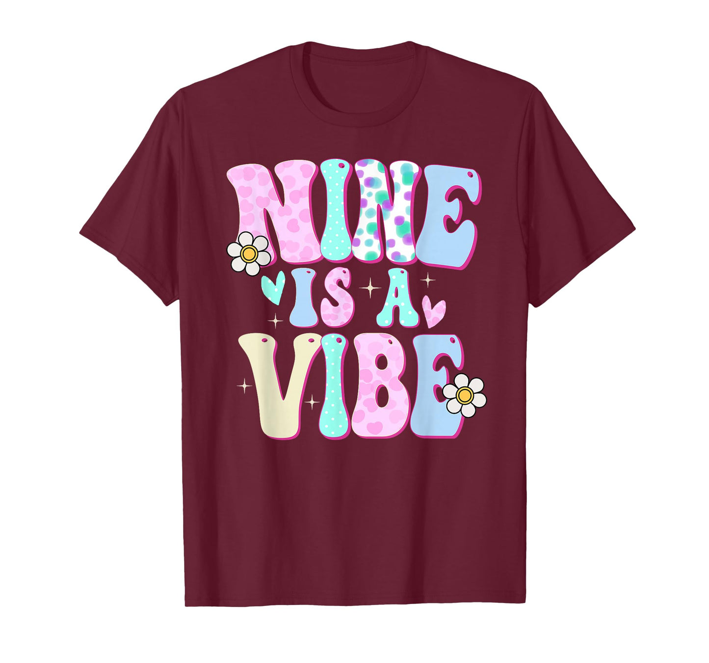 Nine is a Vibe Girl Gifts 9th Birthday 9 Year Old T-Shirt