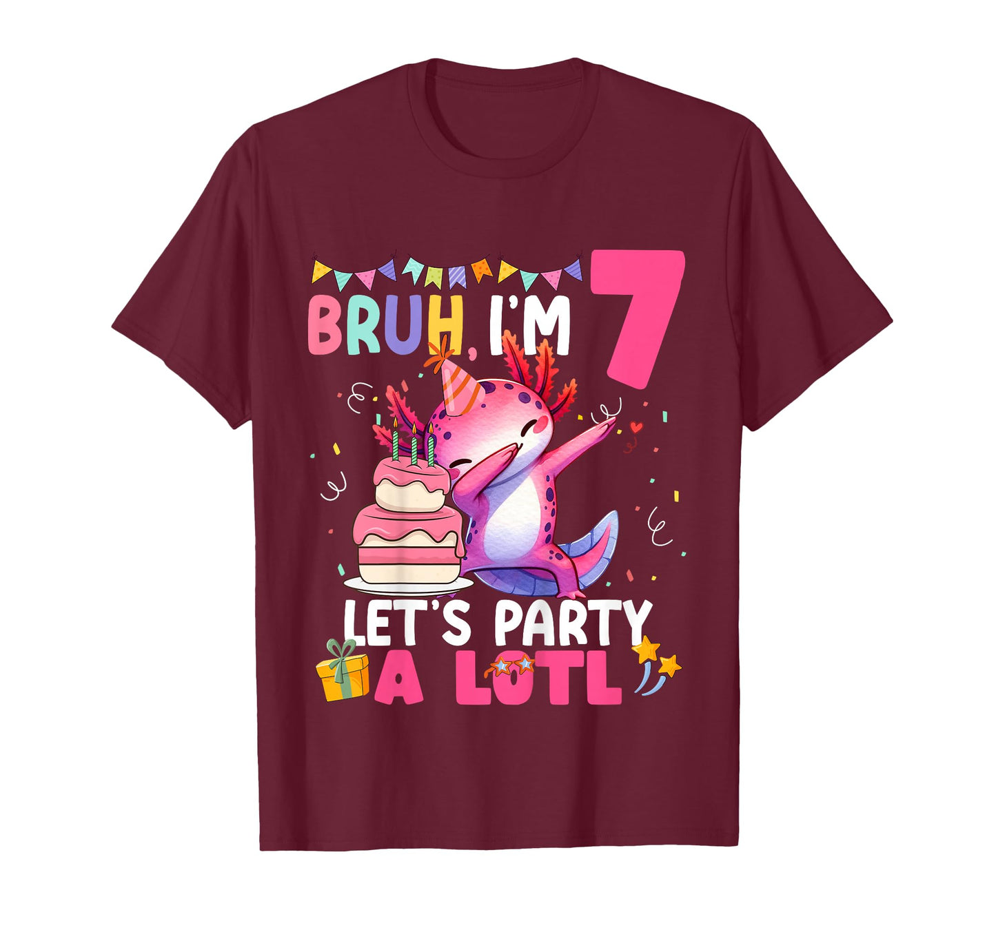 I'm 7 Bday Axolotl Party Cute 7th Birthday Kids Axolotl T-Shirt