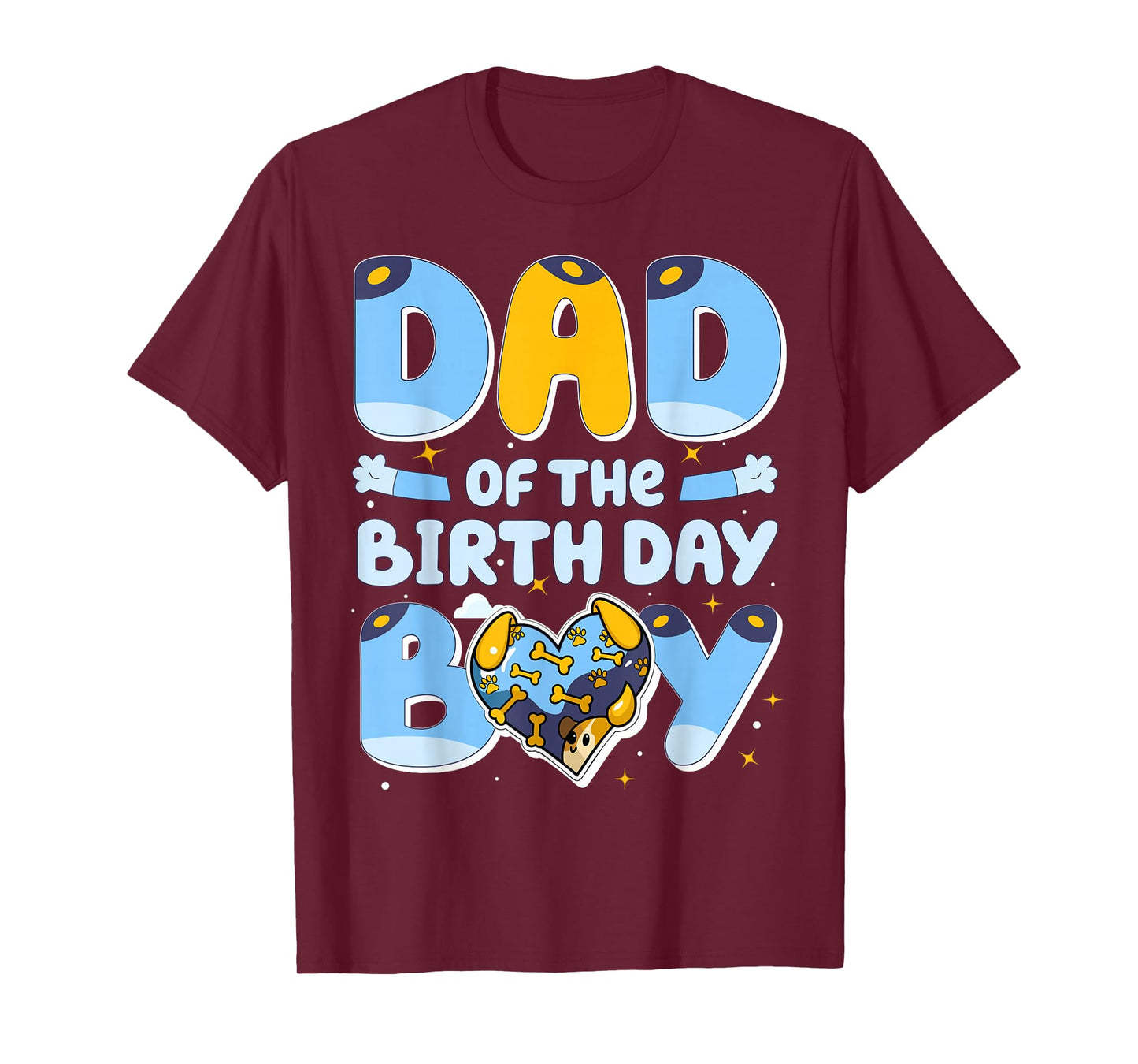 Dad Of The Birthday Boy Funny Blue Dog Family Matching T-Shirt