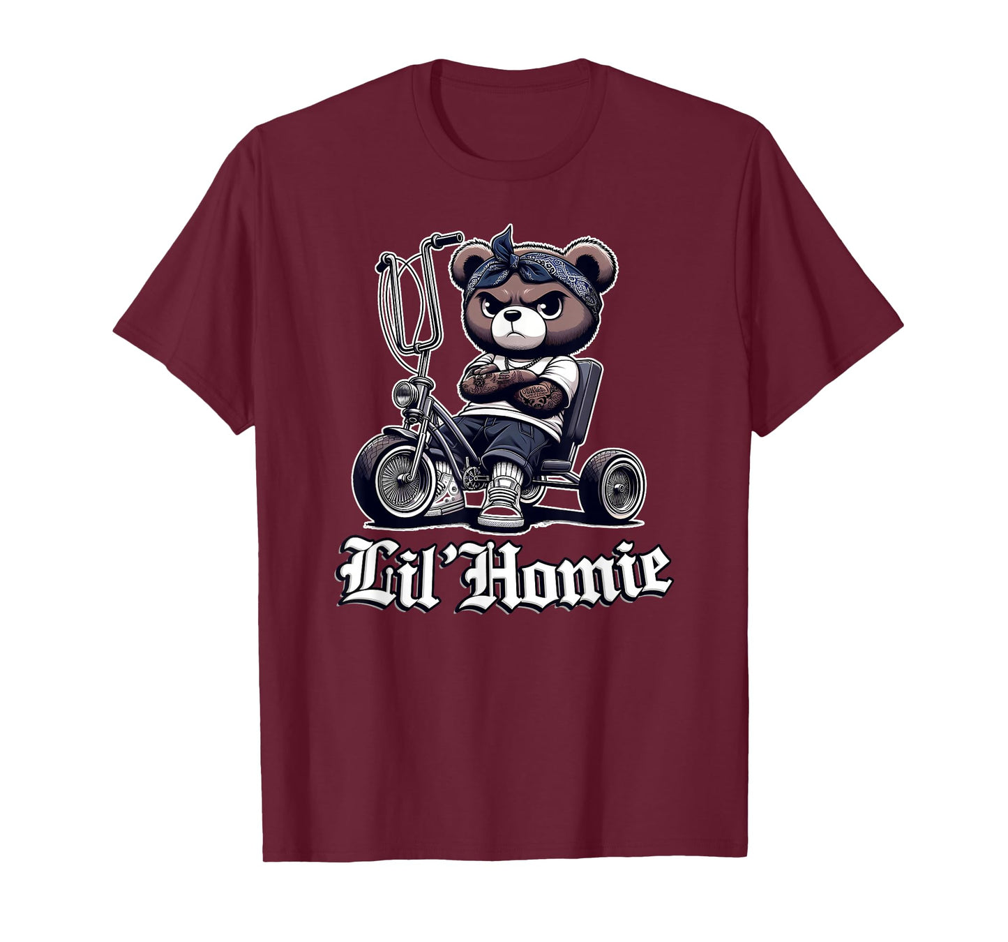 LIL HOMIE Cute Teddy Bear Hip Hop Chicano Lowrider Cholo T-Shirt