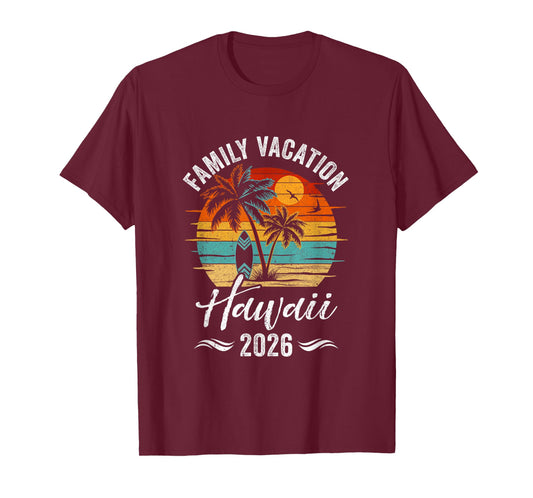 Family Vacation 2026 Vintage Hawaii Summer Matching Trip T-Shirt