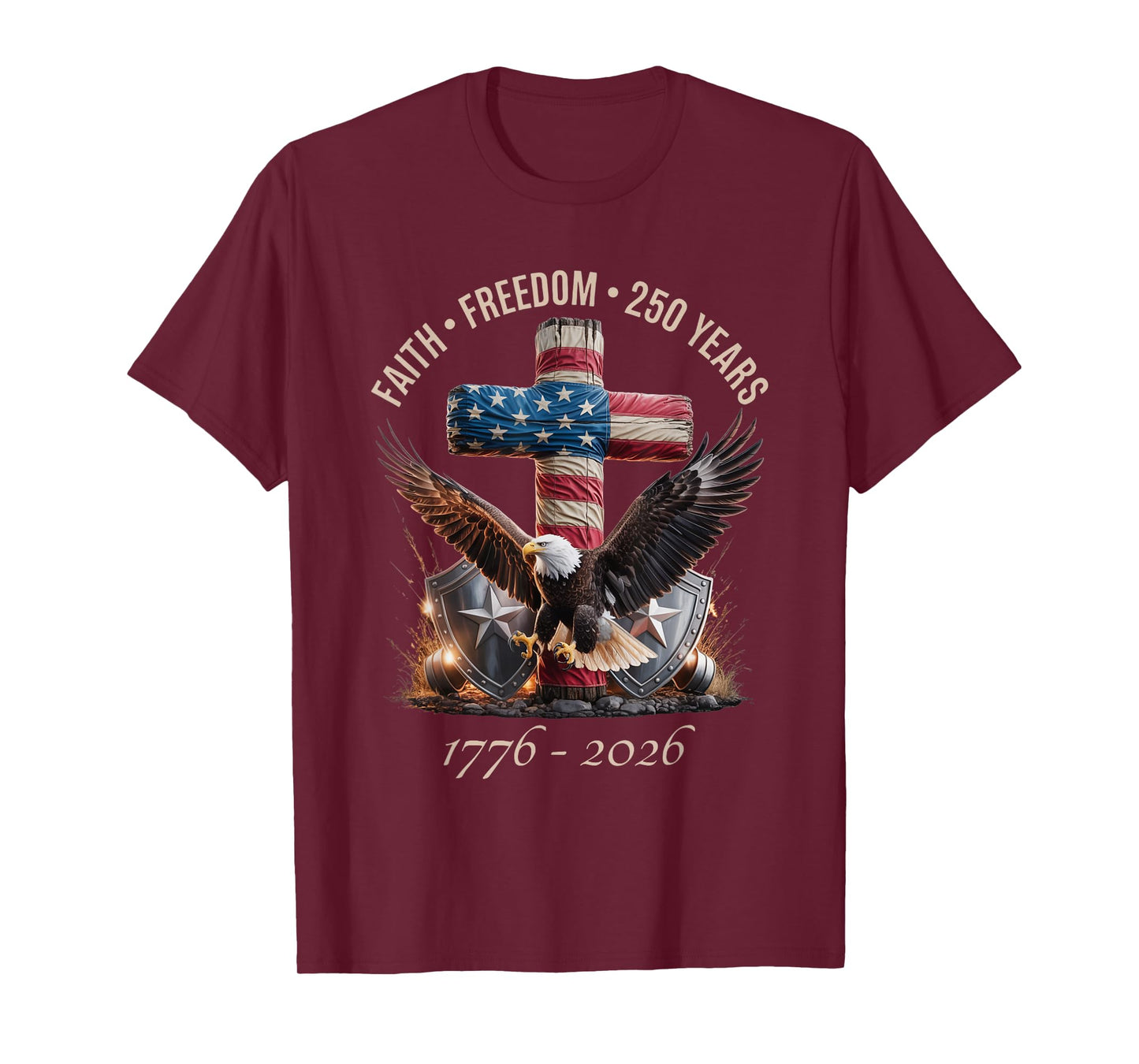 Vintage Faith Freedom 250 Years 1776-2026 Independence USA T-Shirt