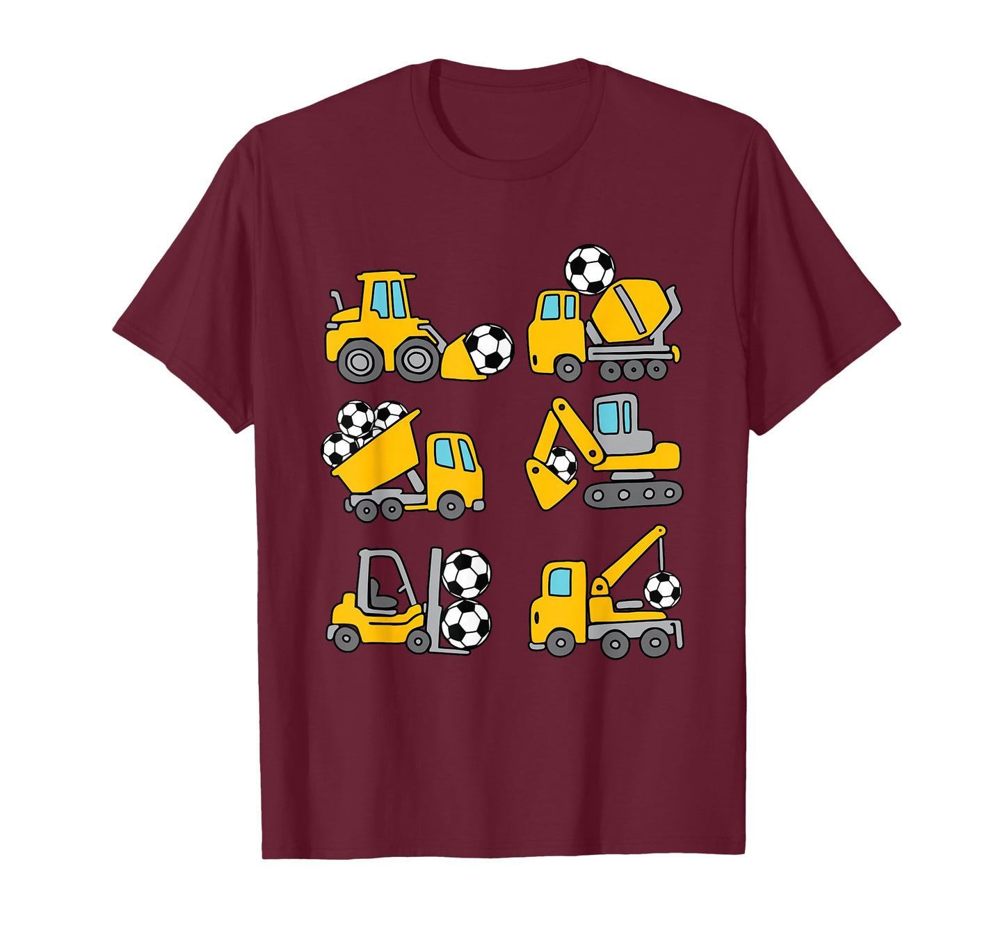 Soccer Ball Kids Football Construction Trucks Toddler Boys T-Shirt