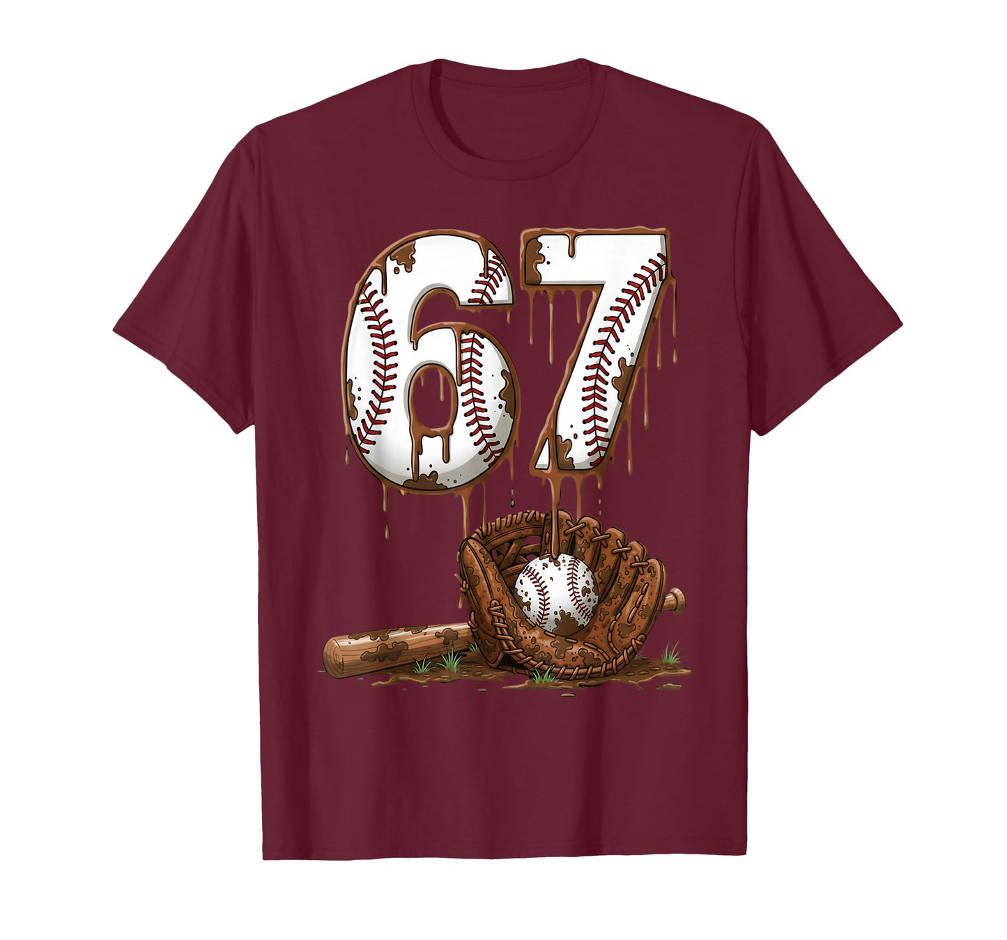 Baseball 67 Six Seven Meme Funny 6-7 Drip Baseball Boys Men T-Shirt