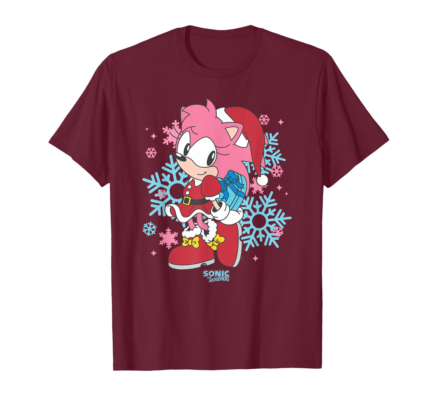 Sonic The Hedgehog Christmas Amy Rose with Lovely Present T-Shirt