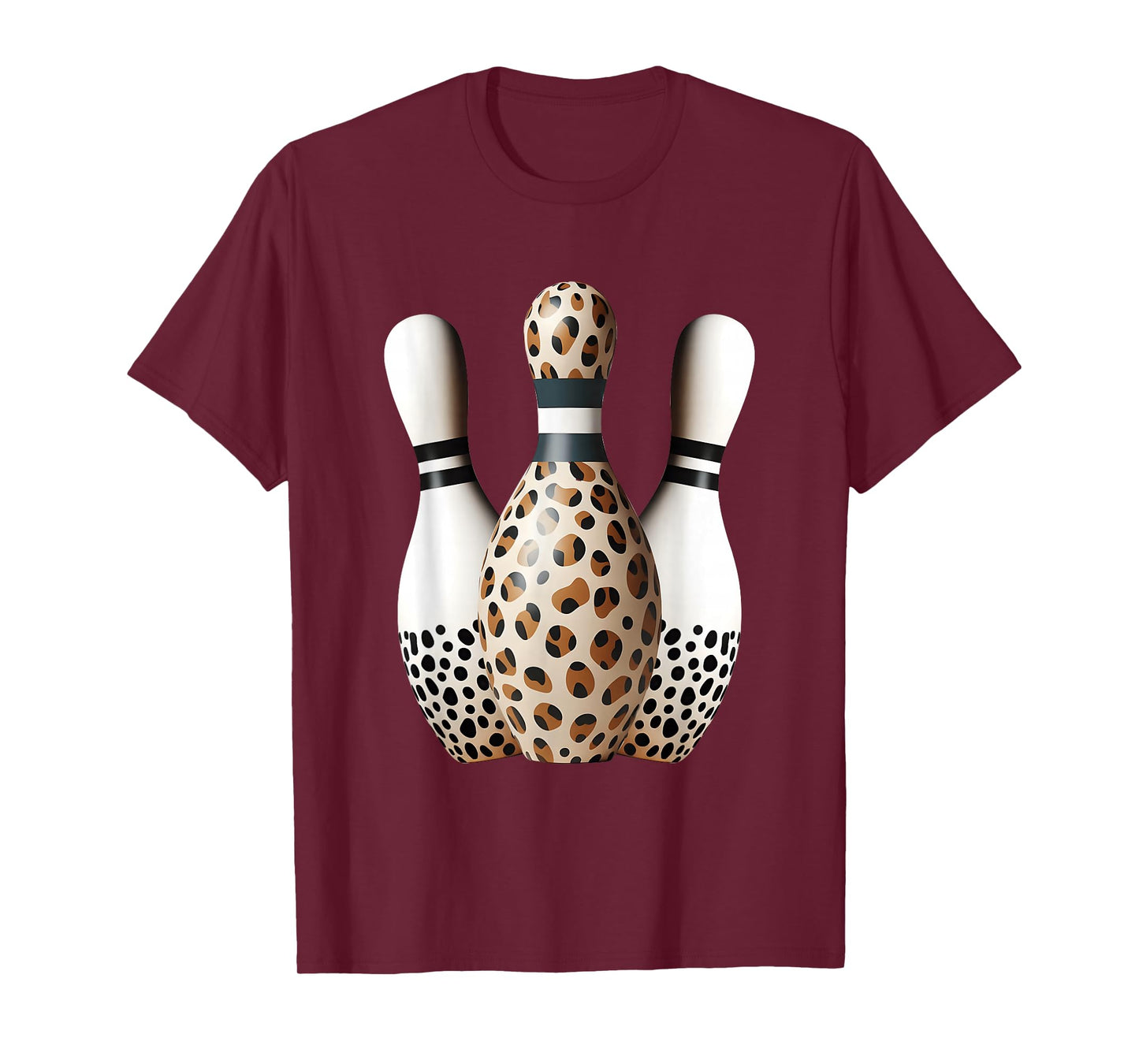 Bowling Pins Leopard Cheetah Print Bowler Sport Graphic T-Shirt