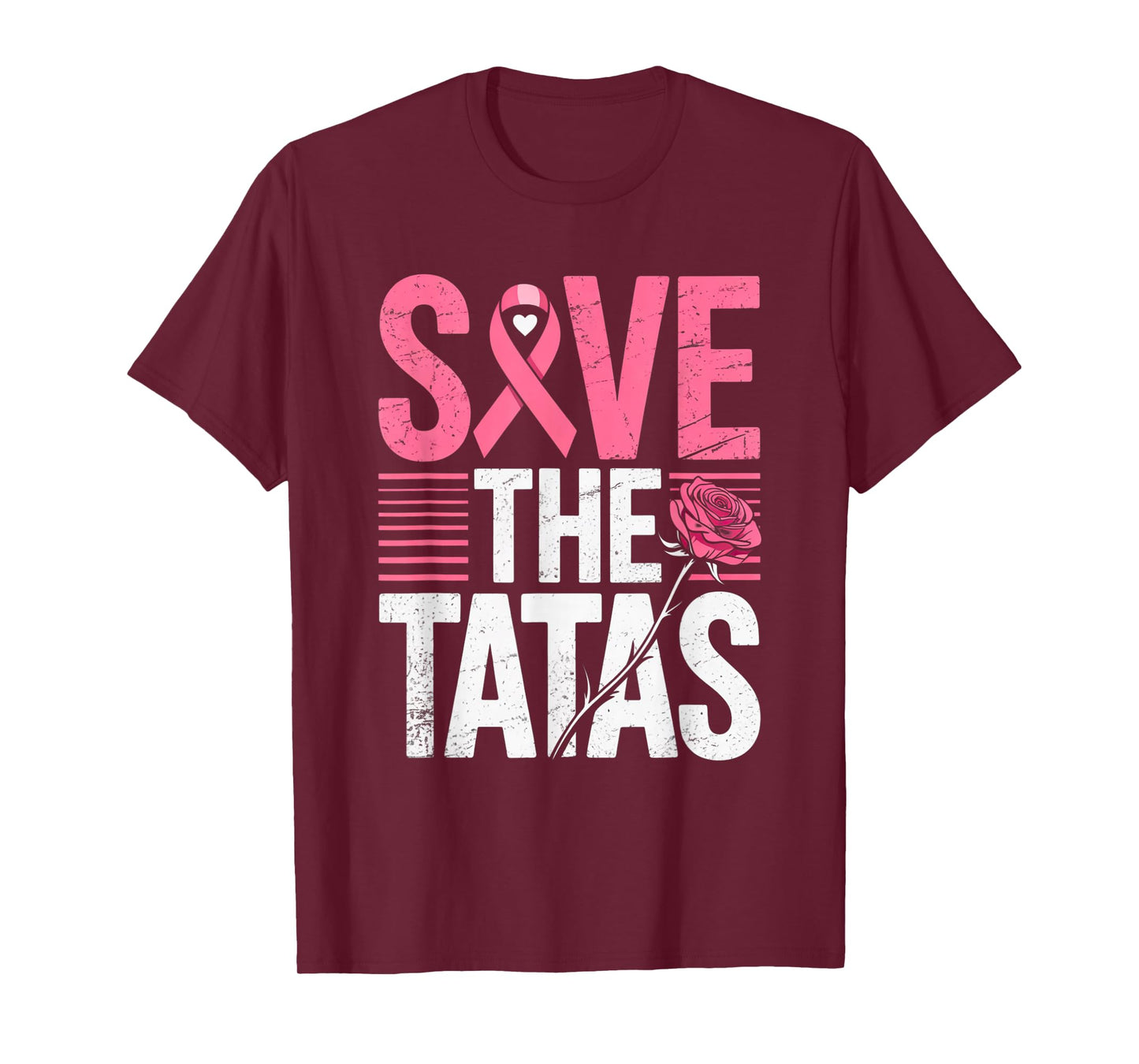 Save The Tatas Breast Cancer Fighting Awareness Pink Ribbon T-Shirt