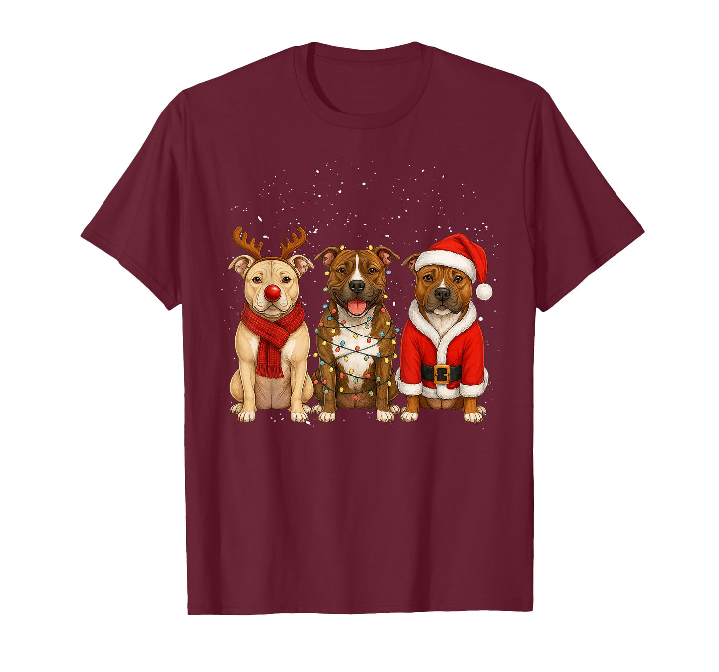 Pitbull Christmas Reindeer Xmas Santa Pittie Dog mom Kids T-Shirt
