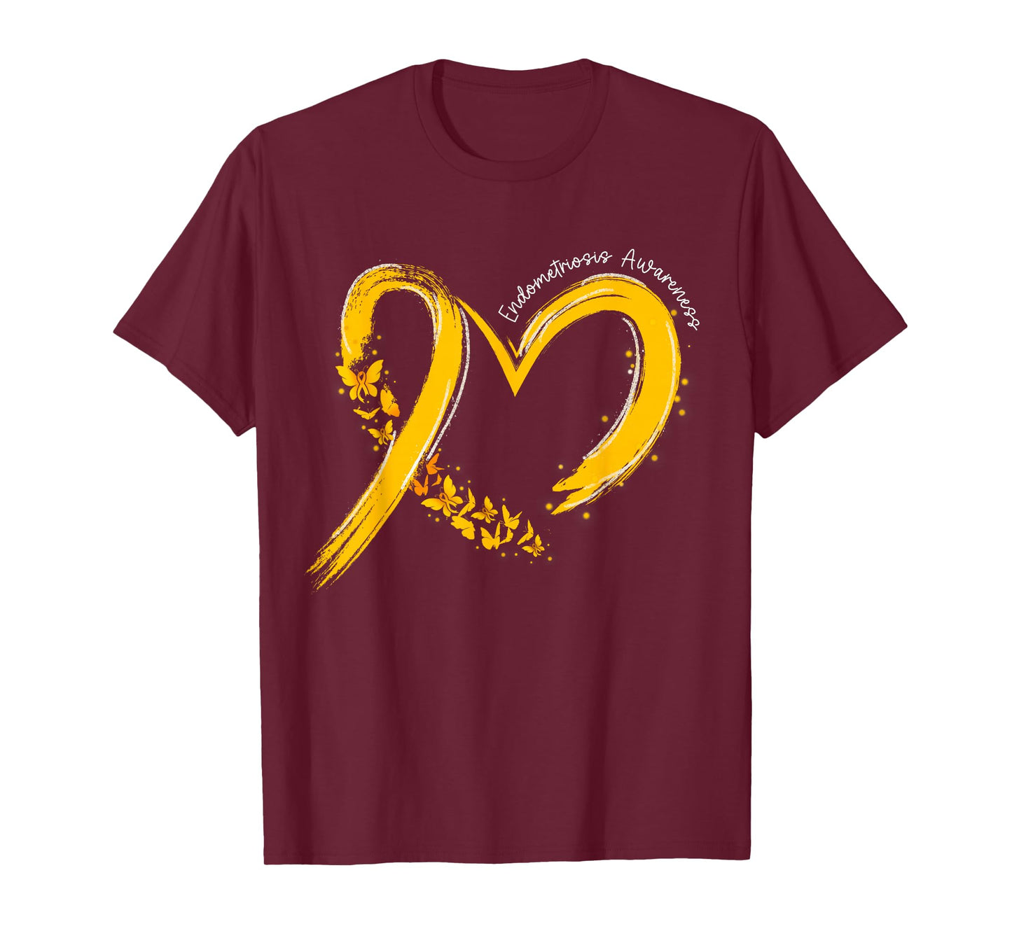 Endometriosis Awareness Heart Yellow Ribbon Endo Support T-Shirt