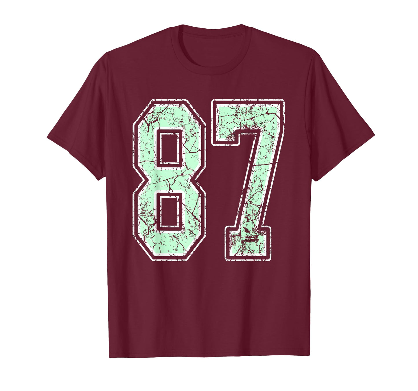 Mint Green White Sports Number 87 Jersey Uniform Player T-Shirt