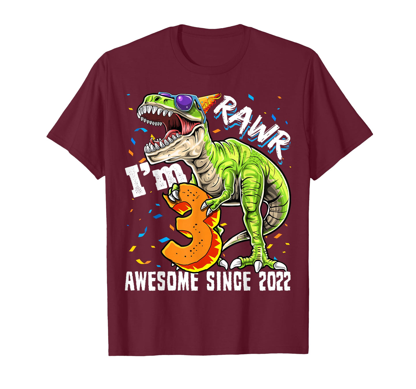 3rd Birthday T Rex Dinosaur Party Boys Rawr I'm 3 T-Shirt