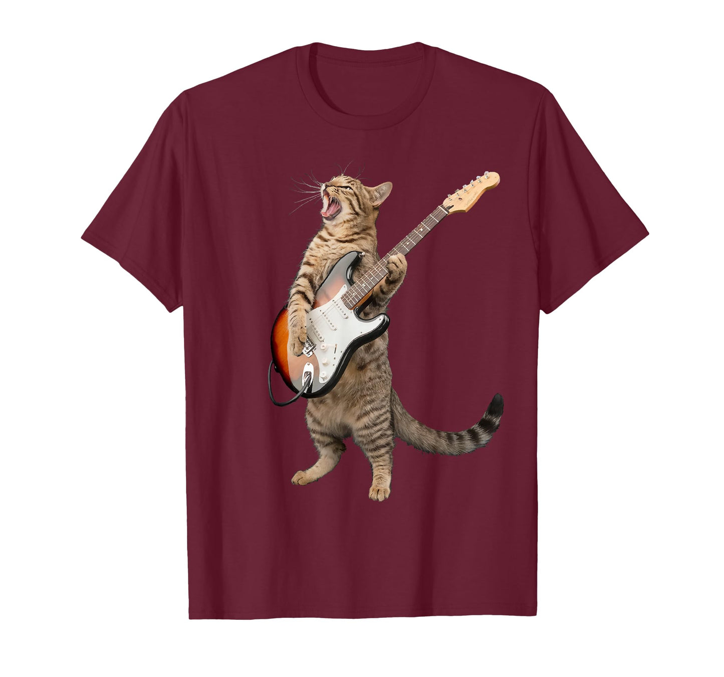 Cat Playing Guitar Shirt Kids Men Women Rock And Roll Band T-Shirt