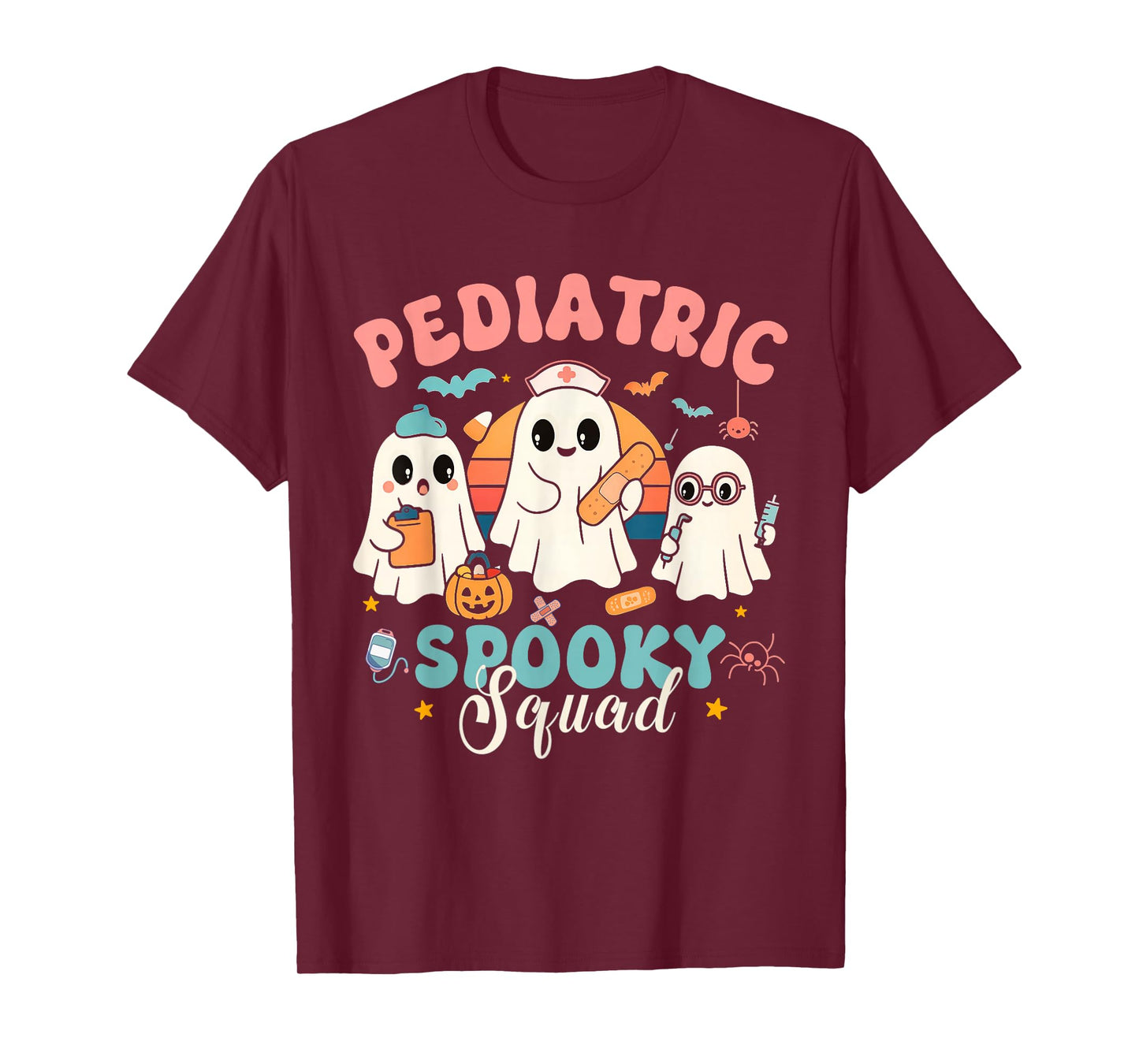 Pediatric Spooky Squad Ghost Nurse Halloween Matching Tee T-Shirt