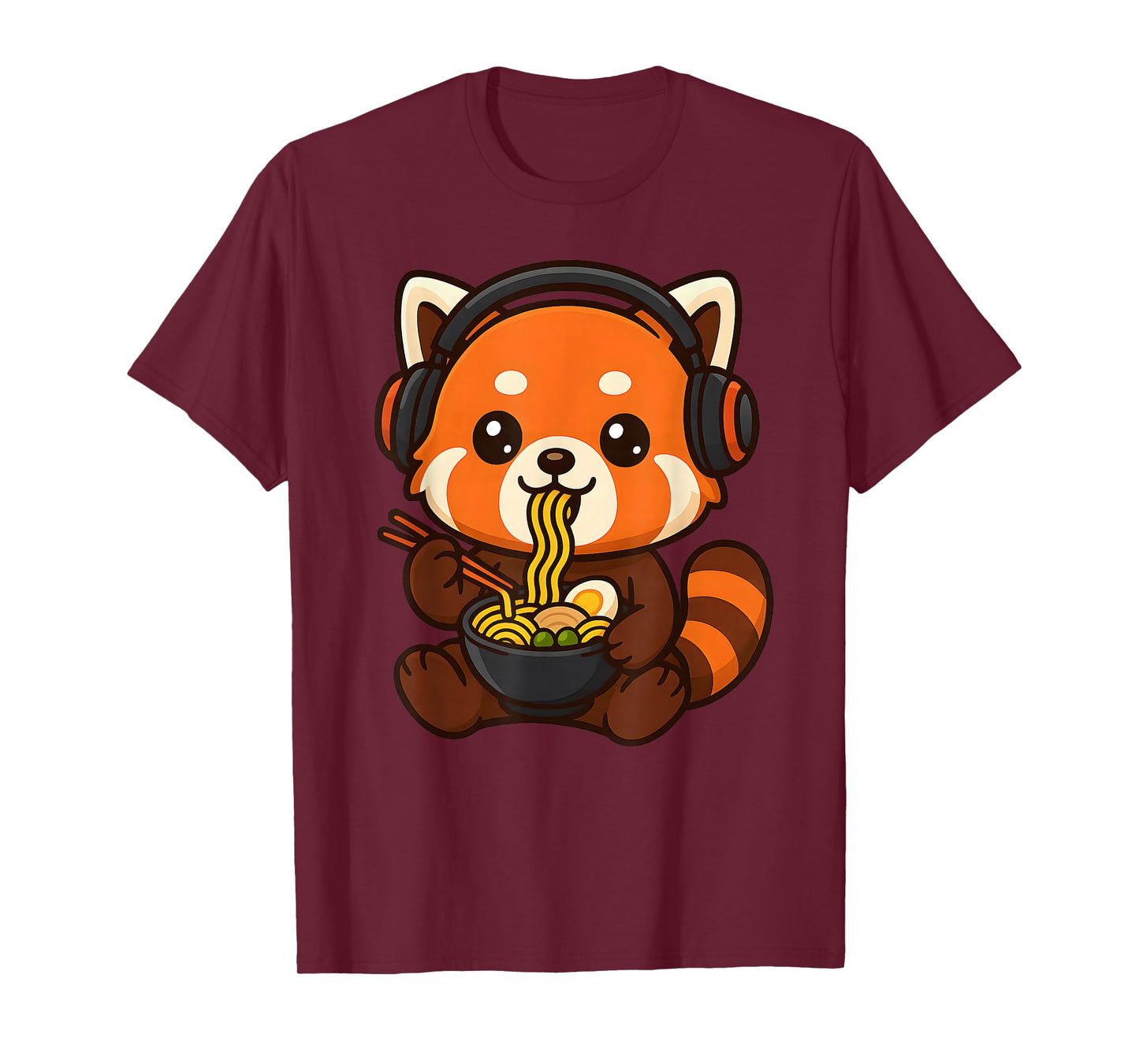 Red Panda Gaming Gamer Eating Ramen T-Shirt