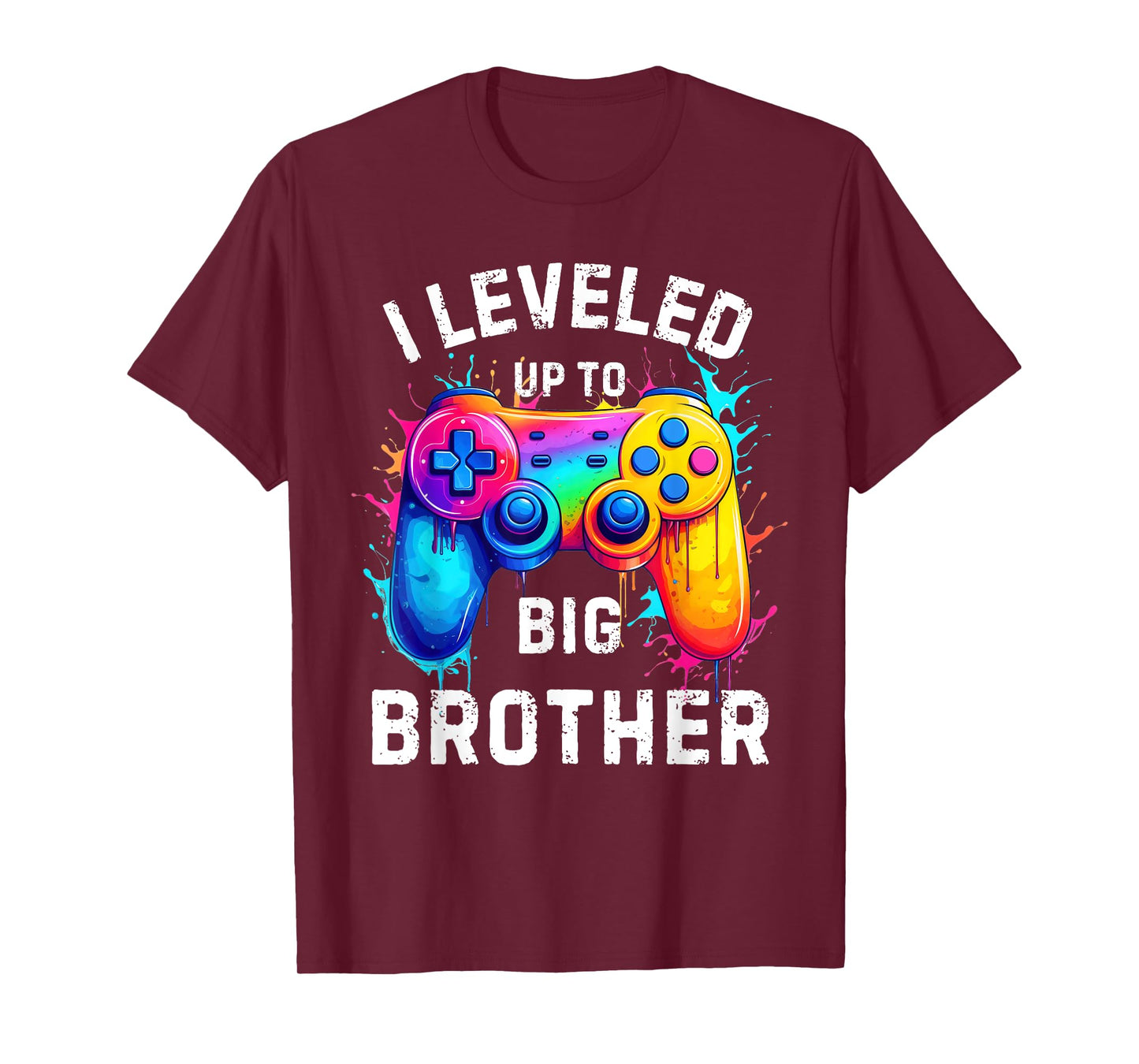 I Leveled Up to Big Brother Funny Gamer Splash Art T-Shirt