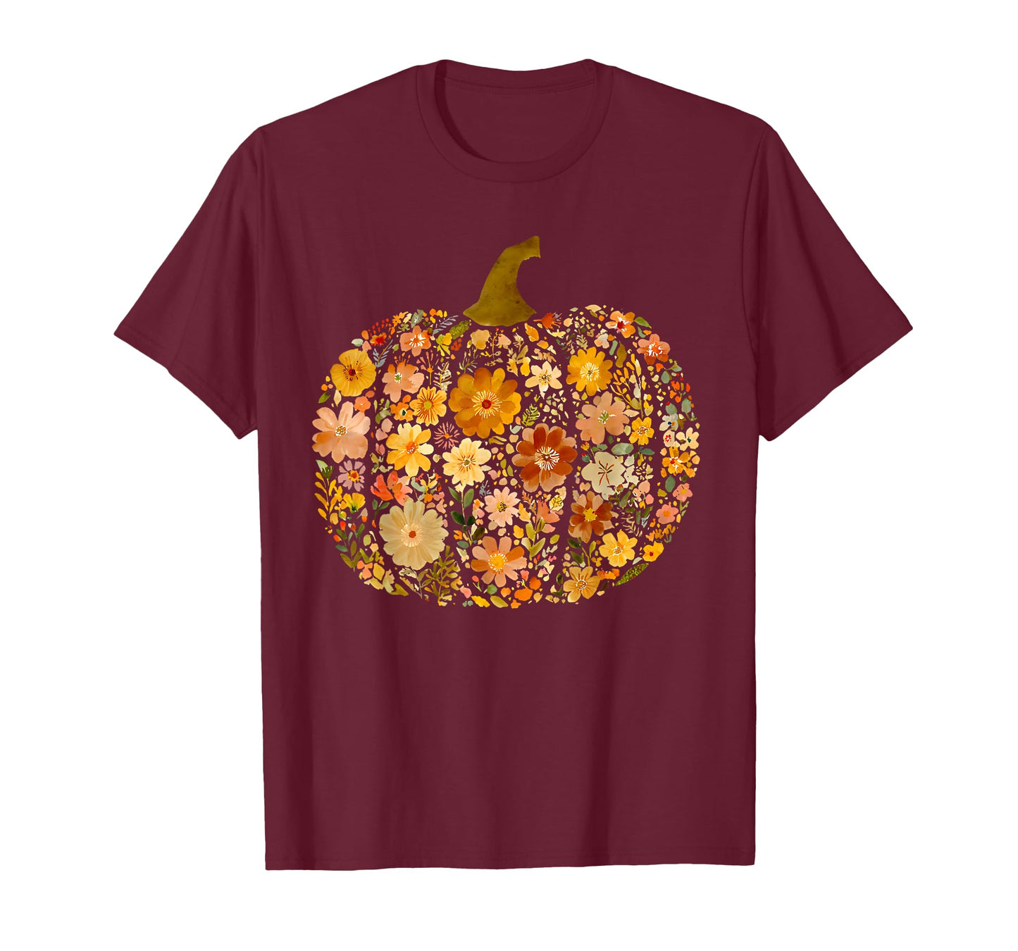 Pumpkin Season Floral Thanksgiving Autumn Fall Y'all Leaves T-Shirt