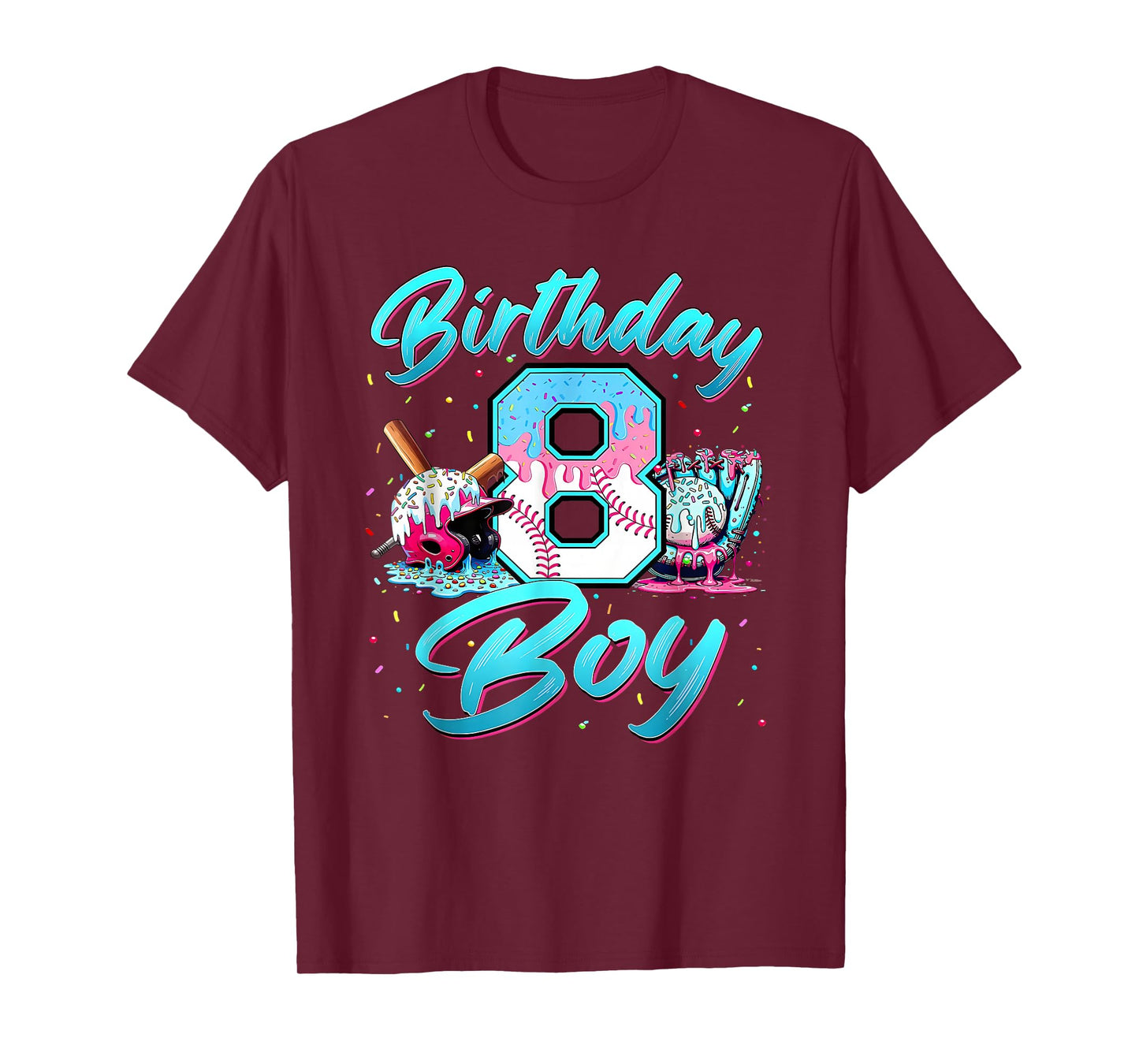 Baseball Boys Ice Cream Drip Baseball Boys Birthday 8 Youth T-Shirt