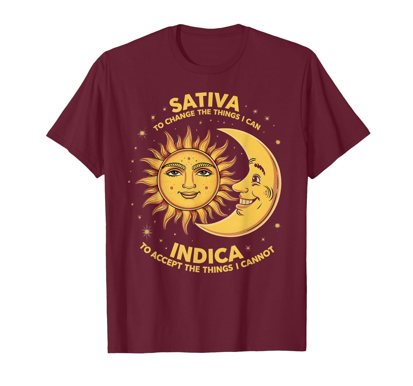 Cosmic Harmony Botanical Balance Mindset Sativa To Change Things Indica To Accept Things T-Shirt, Small, Black