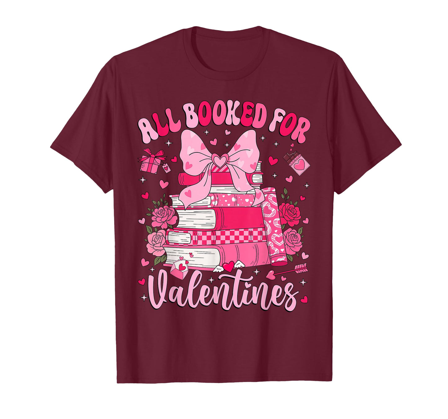 Valentine All Booked for Valentines Book Lovers Teacher Kid T-Shirt