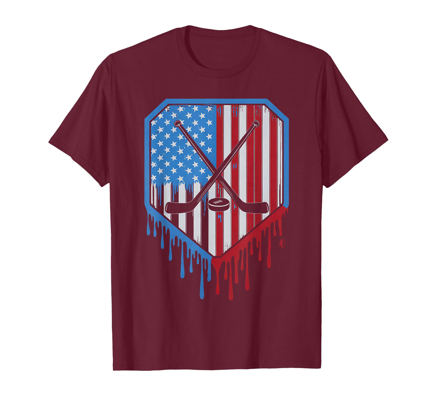 Funny Hockey Drip Boys Ice Cream Patriotic American Flag T-Shirt
