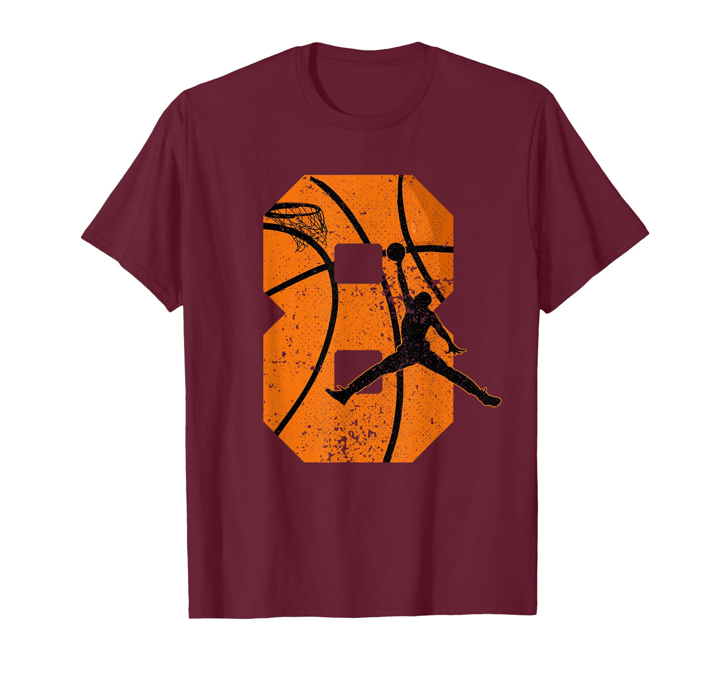 8th Birthday Basketball 7 yr Bday Party 8yr Eight Years Old T-Shirt