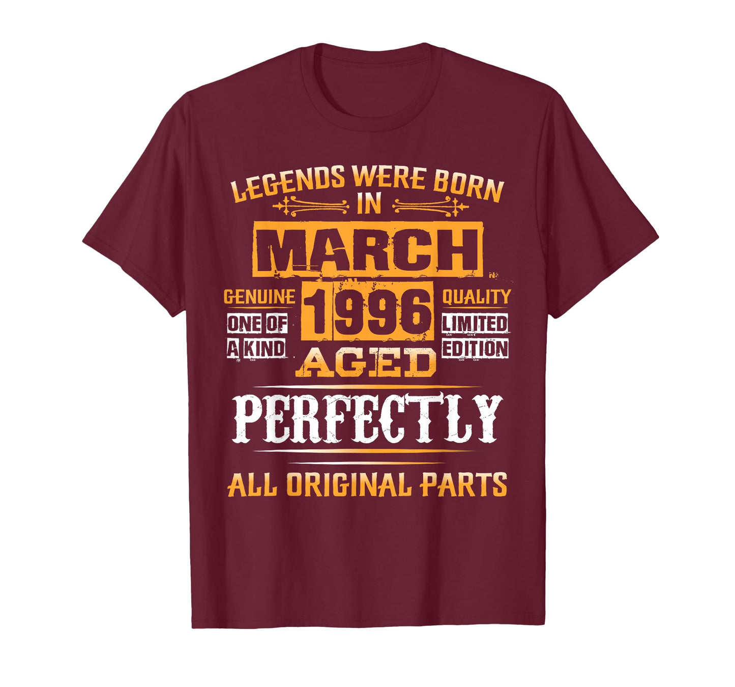 30th Birthday Gift Legends Born in March 1996 30 Yrs Old T-Shirt