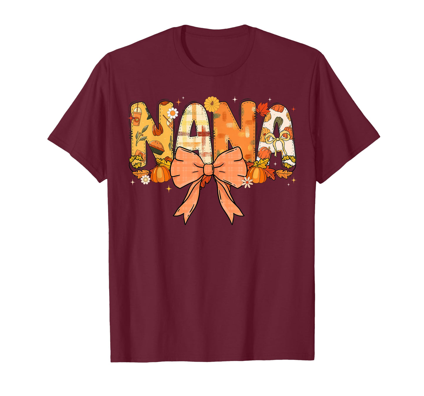 Nana Pumpkin Fall Coquette Bow Thanksgiving Mom Women T-Shirt
