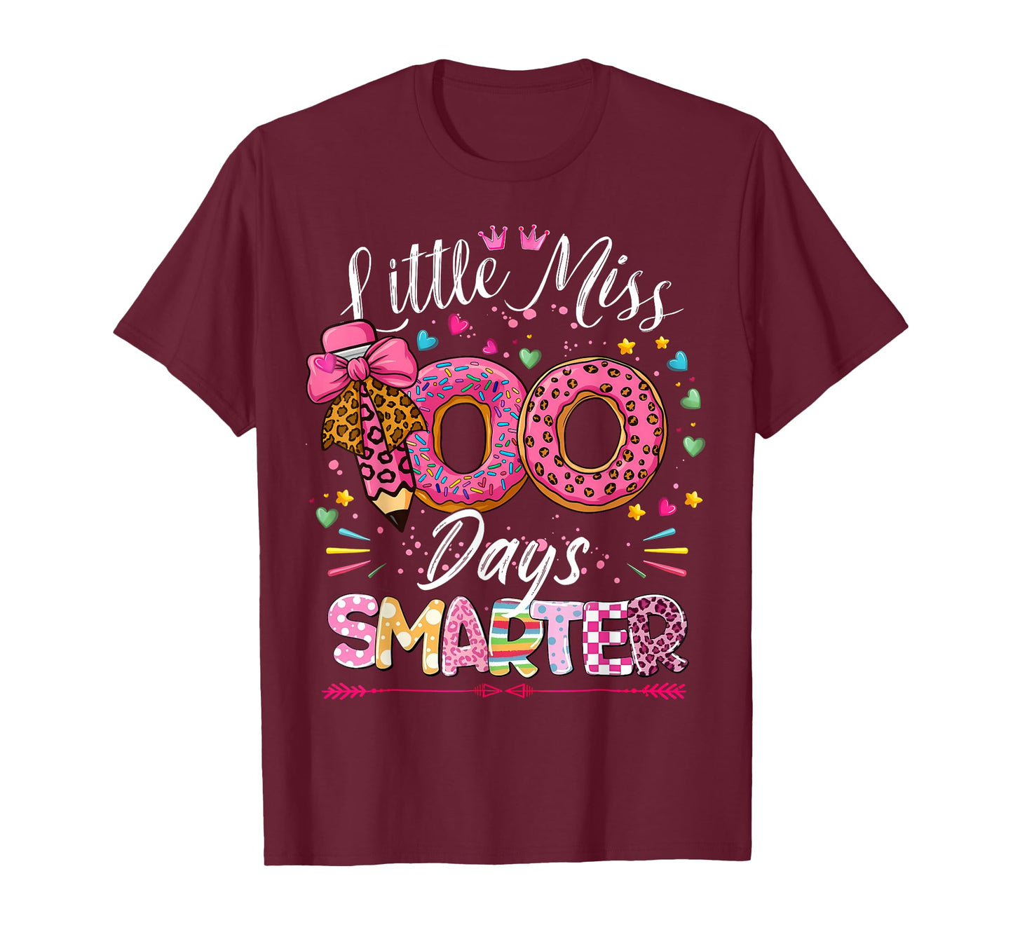 Little Miss 100 Days Smarter Kids Girls 100th Day of School T-Shirt