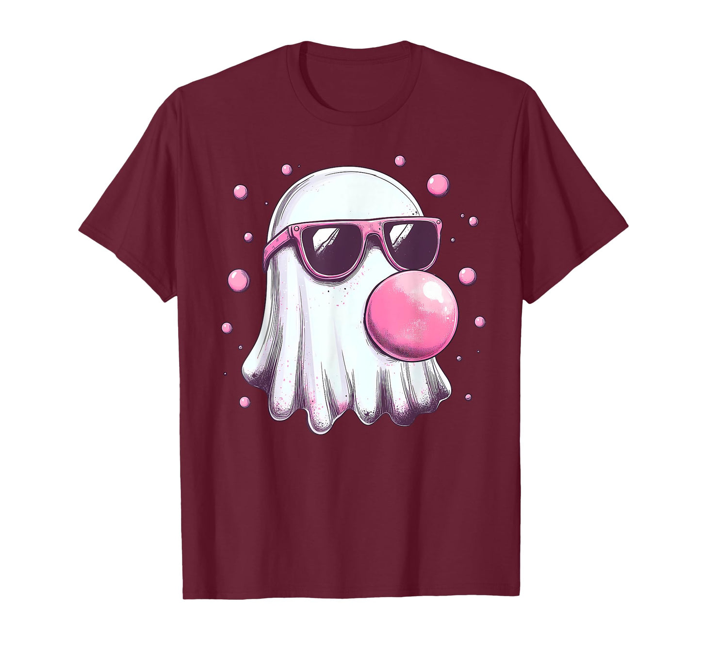 Cute Pink Ghost Bubble Gum Halloween Costume Women Kids T-Shirt