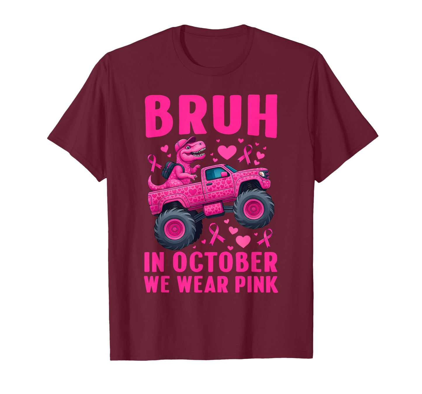 Bruh in October We Wear Pink Breast Cancer Kids Teen Girls T-Shirt