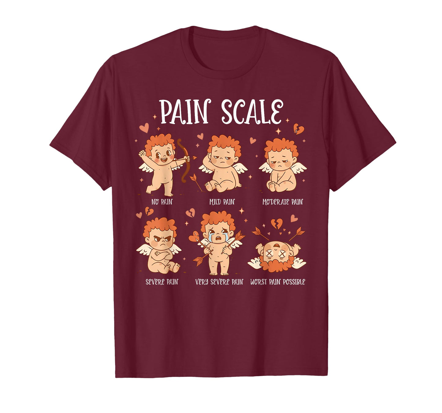 Pain Scale Cupid Pain Assessment Trauma Nurse Valentine Day T-Shirt