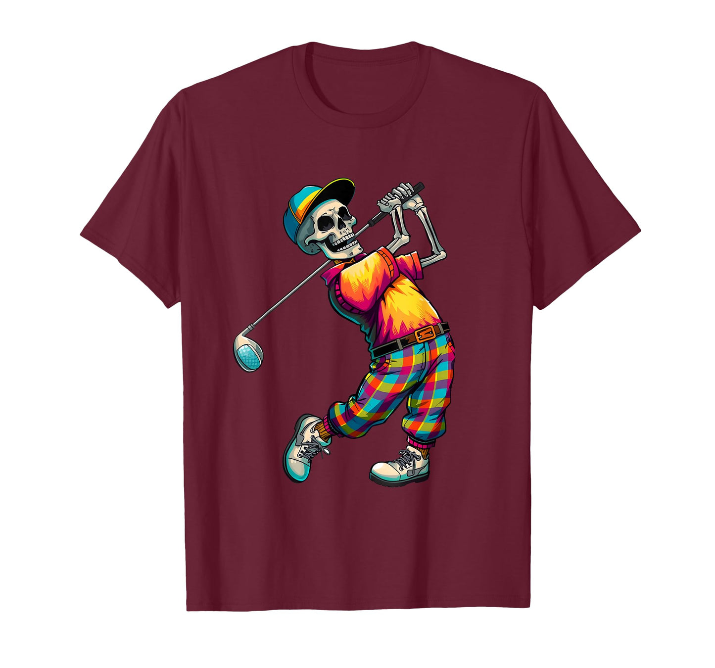 Skeleton Golf Halloween Golfer Golf Player Funny Men Dad T-Shirt