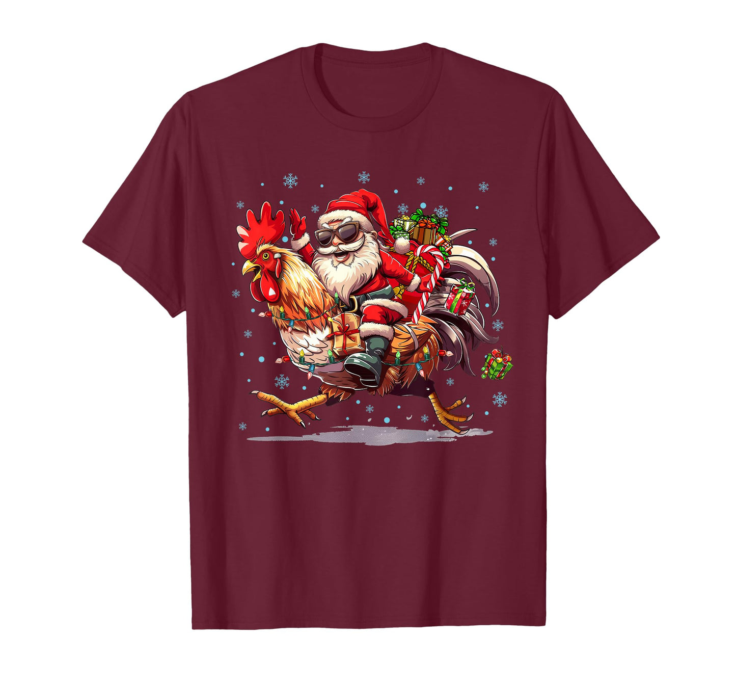 Chicken Lover Xmas Funny Santa Riding Chicken Christmas T-Shirt