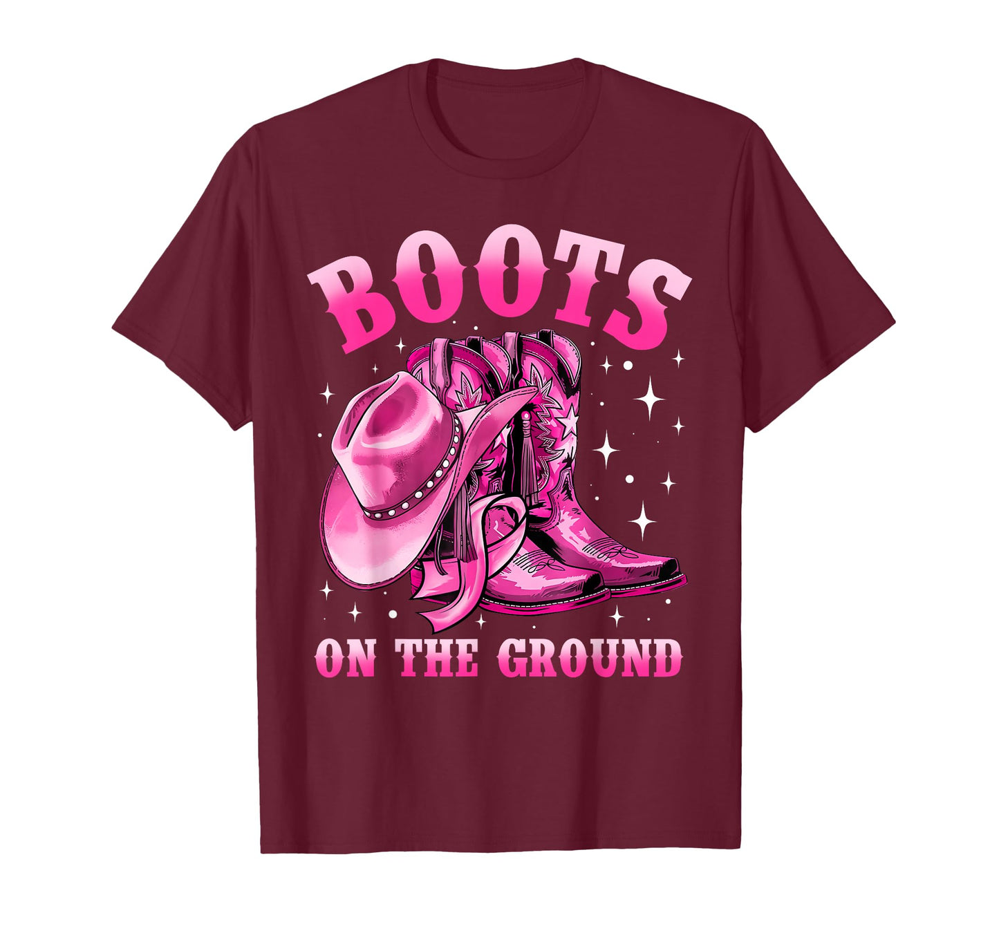 Boots On The Ground Cowgirl Western Breast Cancer Awareness T-Shirt