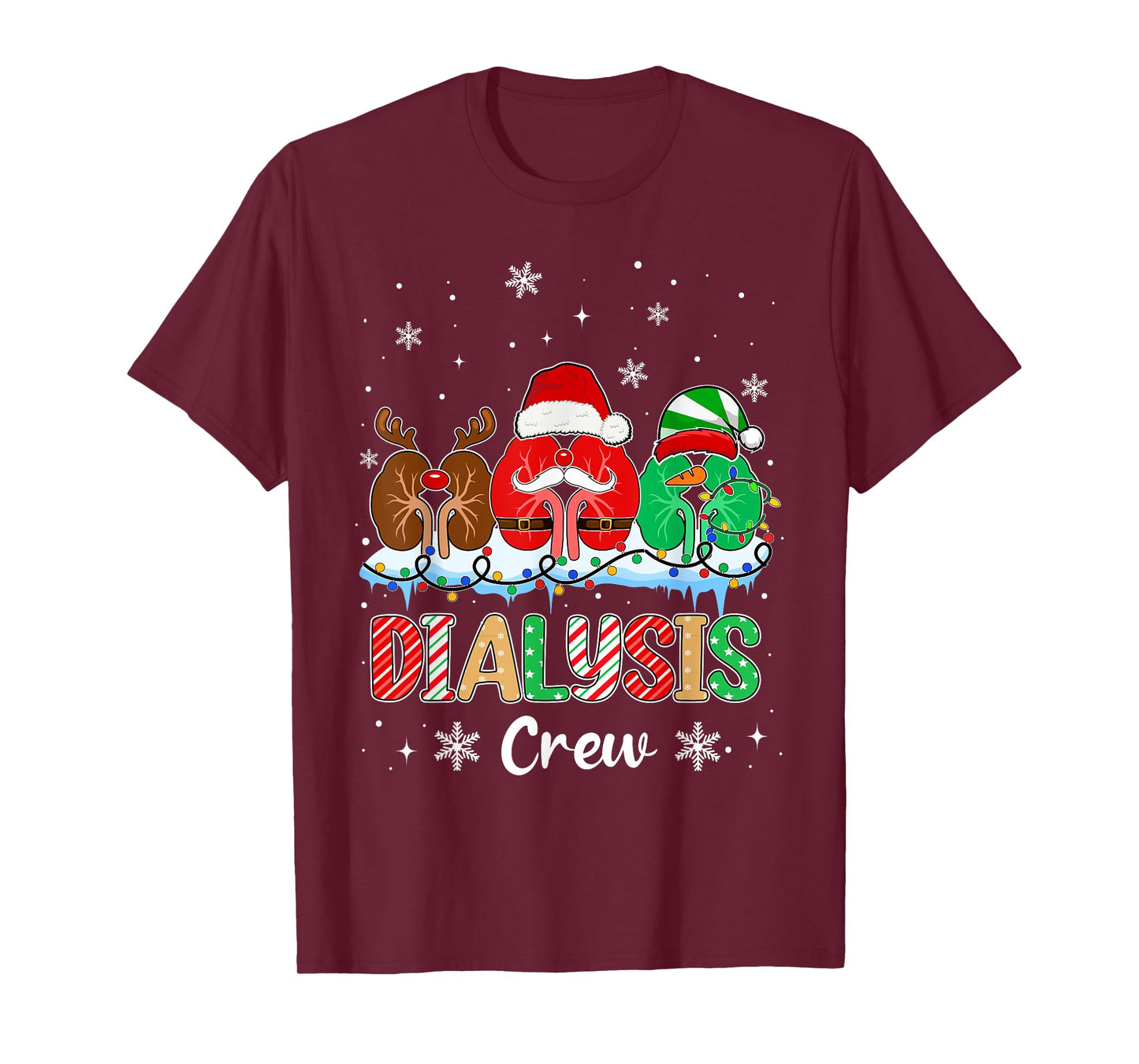Dialysis Crew Christmas Lights Dialysis Nurse Xmas T-Shirt